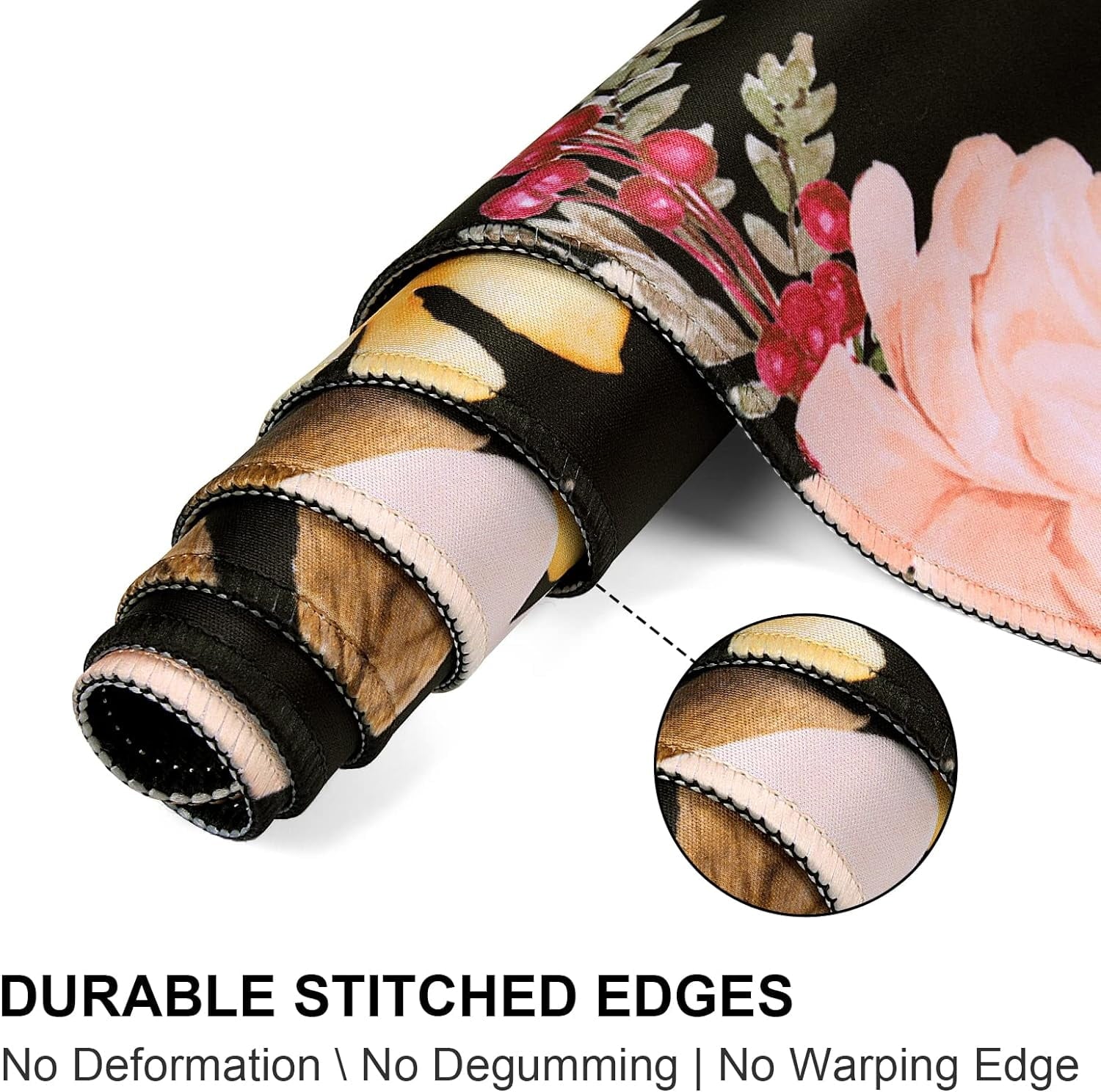 XXL Desk Mat, Gaming Mouse Pad Large, Office Desk Pads on Top of Desks with -Slip Base Long Mousepad Matt, Computer Keyboard Mat for Women, Girl, Decor Table Desktop, Pink Floral Flowers