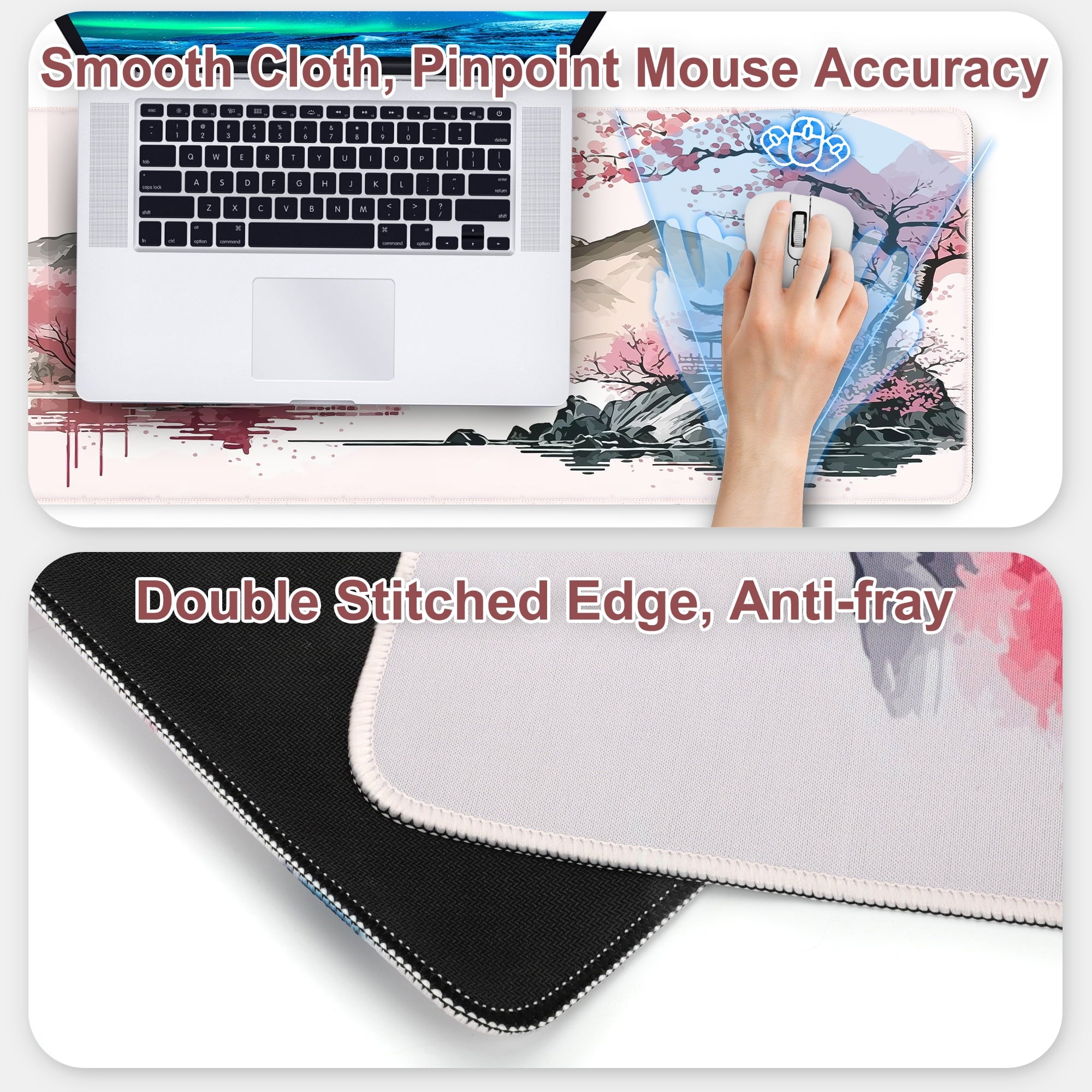 Gaming Mouse Pad, EEEkit Large Mousepad Rubber Base Desk Mat with Stitched Edges, 31.5x11.8in