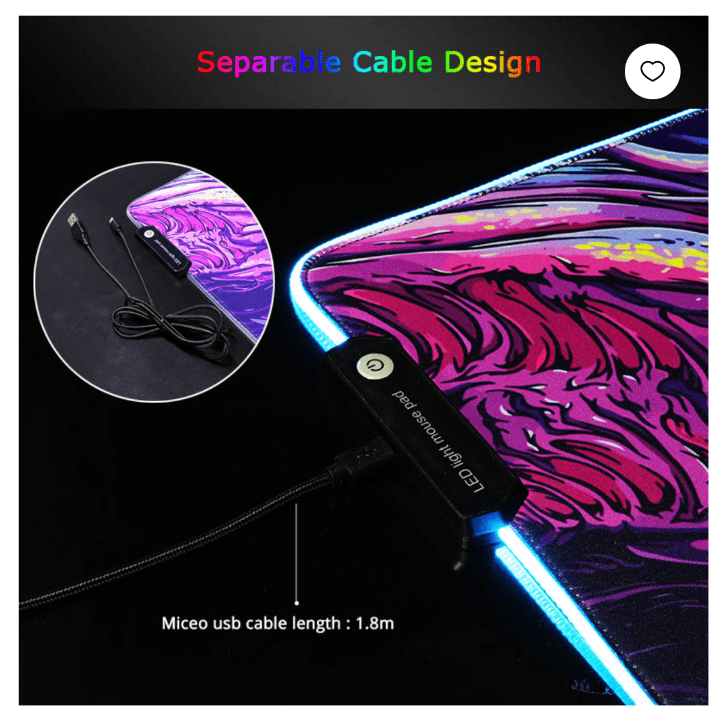 American Notions RGB Gaming Mouse Pad, Large Monster Desk Computer Rubber Mat  Multicolor