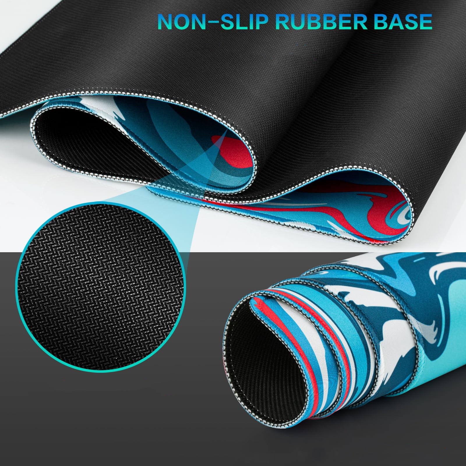 Gaming Mouse Pad - Large Mouse Pad with Non-Slip Base Stitched Edges, Desk Mat for Gamer, Office & Home