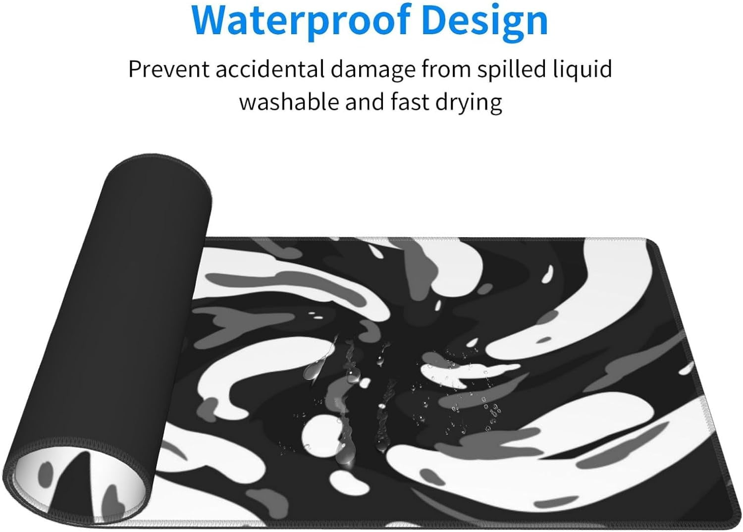 Black White Topographic Mouse Pad XL Large Gaming Mousepad Extended Desk Mats Non Slip Rubber Base Desktop Mat for Work Game Office Home 31.5 x 11.8 inches