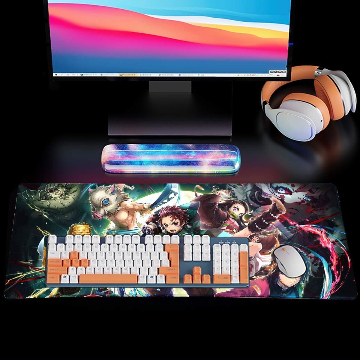 Large Mouse Pad for Demon Slayer - Non Slip Rubber Base Gaming Anime Mouse Pad for Computer | Kimetsu No Yaiba 11.8 X 31.5in Home Office Long Mouse Mat