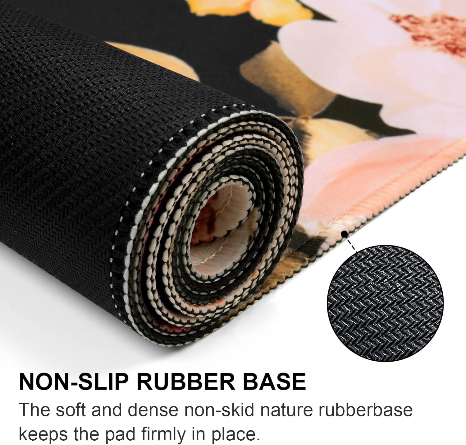 XXL Desk Mat, Gaming Mouse Pad Large, Office Desk Pads on Top of Desks with -Slip Base Long Mousepad Matt, Computer Keyboard Mat for Women, Girl, Decor Table Desktop, Pink Floral Flowers