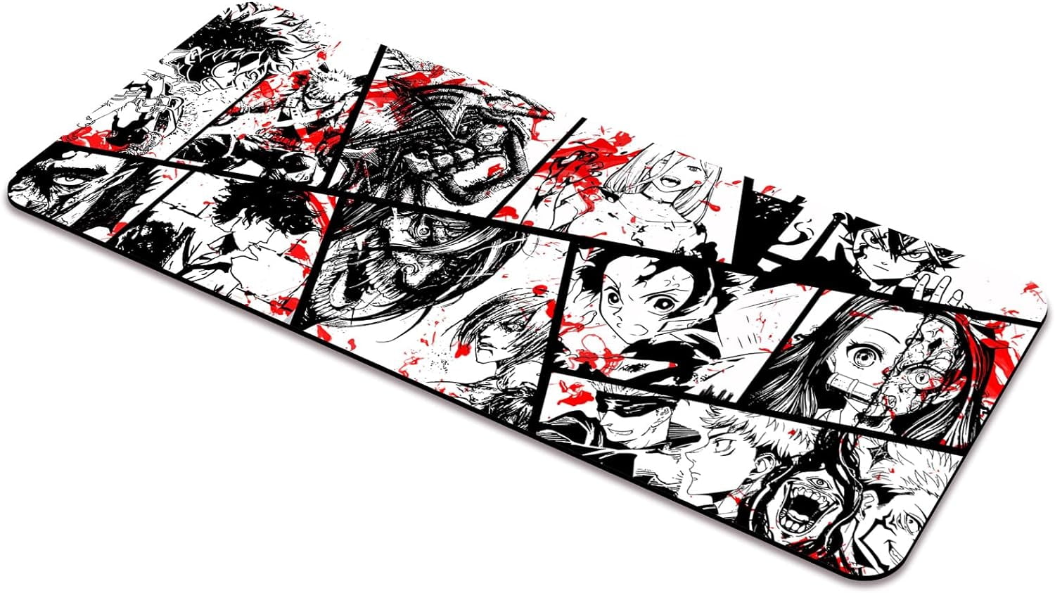 Anime Characters Desk Mat, Extended Large Anime Mouse Pad for Home Office, Non-Slip Rubber Base with Stitched Edges Gaming Desk Pad for Computer Keyboard and Laptop, 31.5x12x0.12inch(YF17)