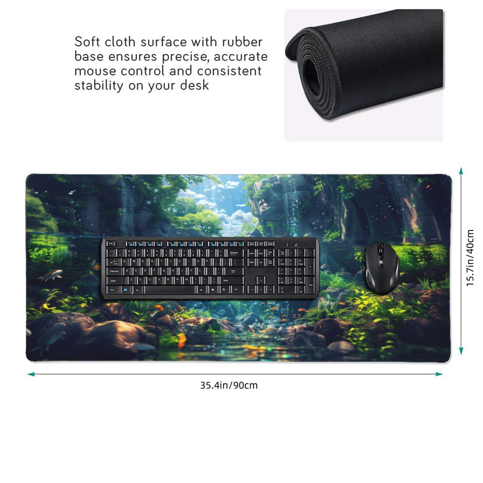 Heluo.Zu XXL Large Gaming Mouse Pad 35.4x15.7 inch,Ergonomic Landscape Desk Mat