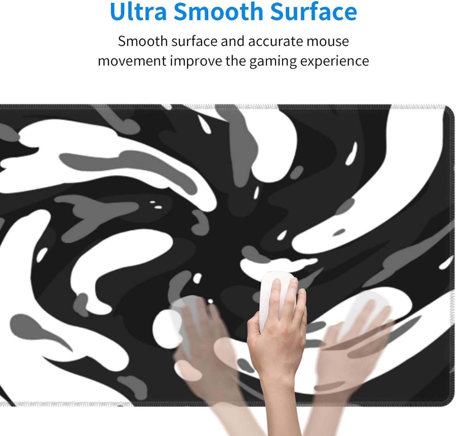 Black White Topographic Mouse Pad XL Large Gaming Mousepad Extended Desk Mats Non Slip Rubber Base Desktop Mat for Work Game Office Home 31.5 x 11.8 inches