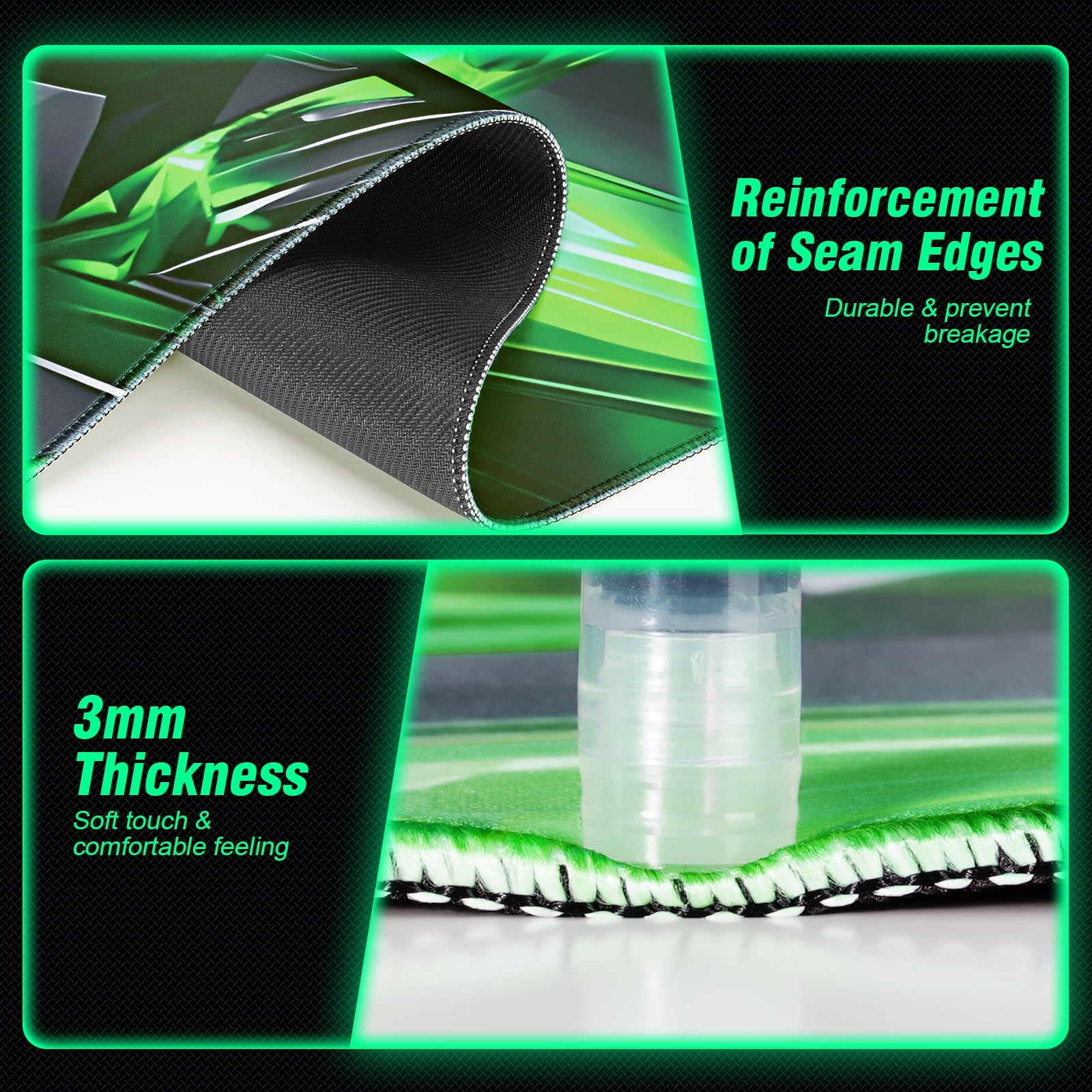 Gaming Mouse Pad 31.5x11.8IN Premium-Textured Non-Slip Rubber & Waterproof Mousepad with Stitched Edges for Gaming, Office & Home,Japanese Sea Wave-Black White