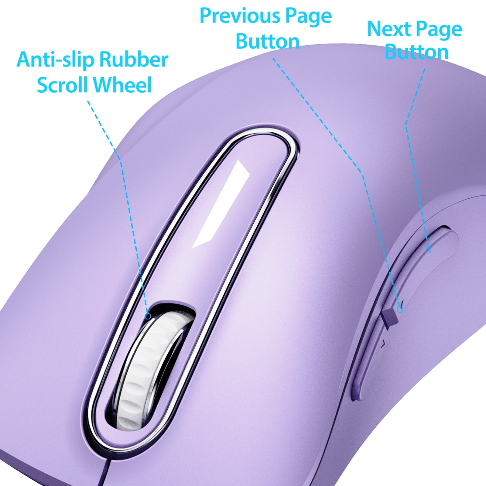 memzuoix Wireless Optical Mouse for Laptop, 5 Buttons 1400 DPI Wireless Mouse with USB Receiver, Cordless Computer Mice for Chromebook, Desktop, PC, Macbook, Lilac