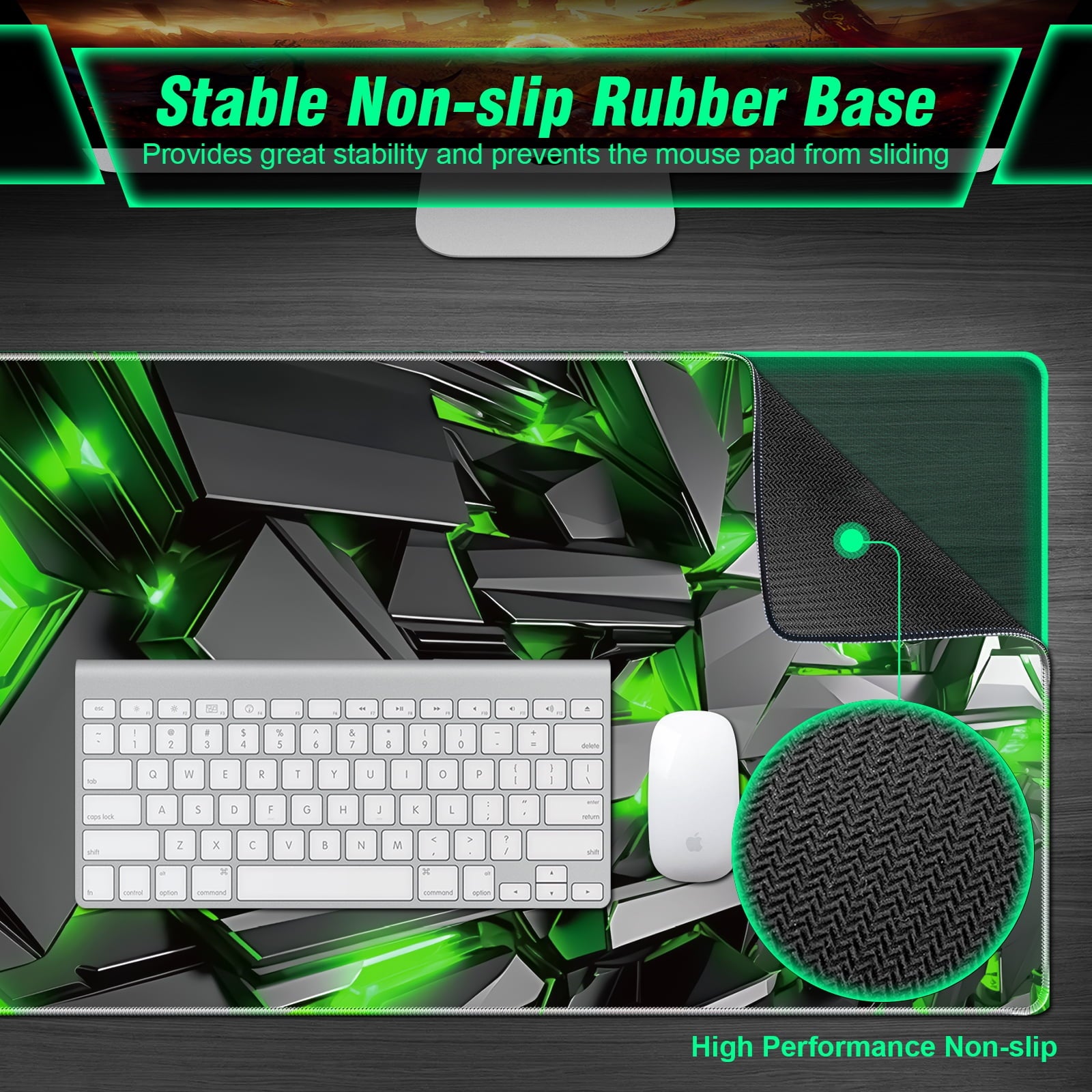 Gaming Mouse Pad 31.5x11.8IN Premium-Textured Non-Slip Rubber & Waterproof Mousepad with Stitched Edges for Gaming, Office & Home,Japanese Sea Wave-Black White