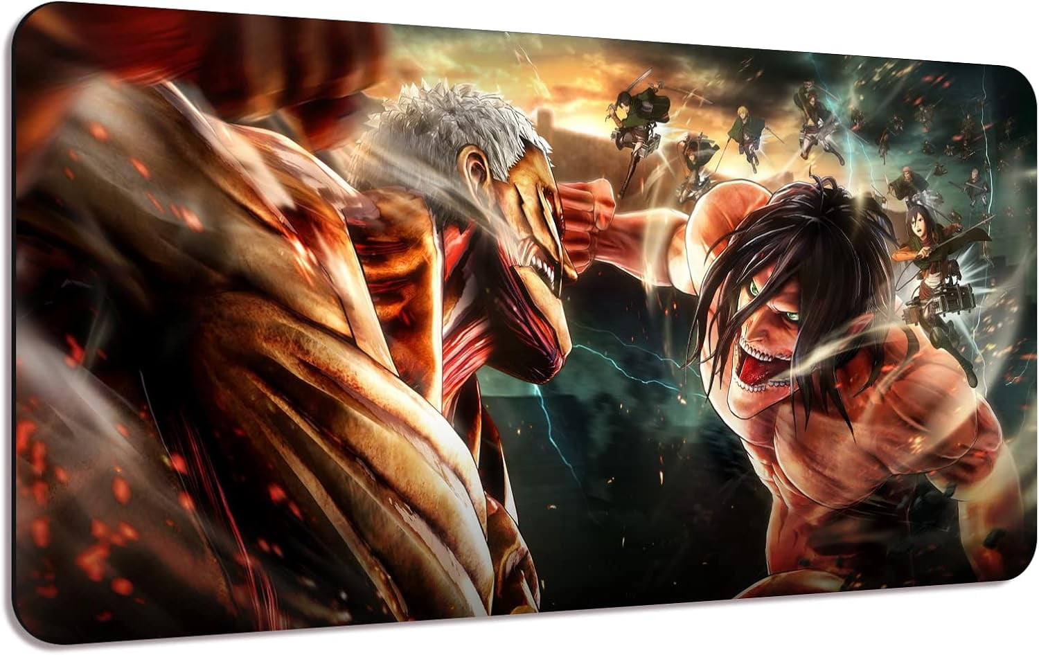 Anime Characters Desk Mat, Extended Large Anime Mouse Pad for Home Office, Non-Slip Rubber Base with Stitched Edges Gaming Desk Pad for Computer Keyboard and Laptop, 31.5x12x0.12inch(YF17)