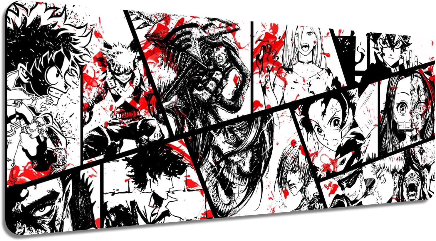 Anime Characters Desk Mat, Extended Large Anime Mouse Pad for Home Office, Non-Slip Rubber Base with Stitched Edges Gaming Desk Pad for Computer Keyboard and Laptop, 31.5x12x0.12inch(YF17)