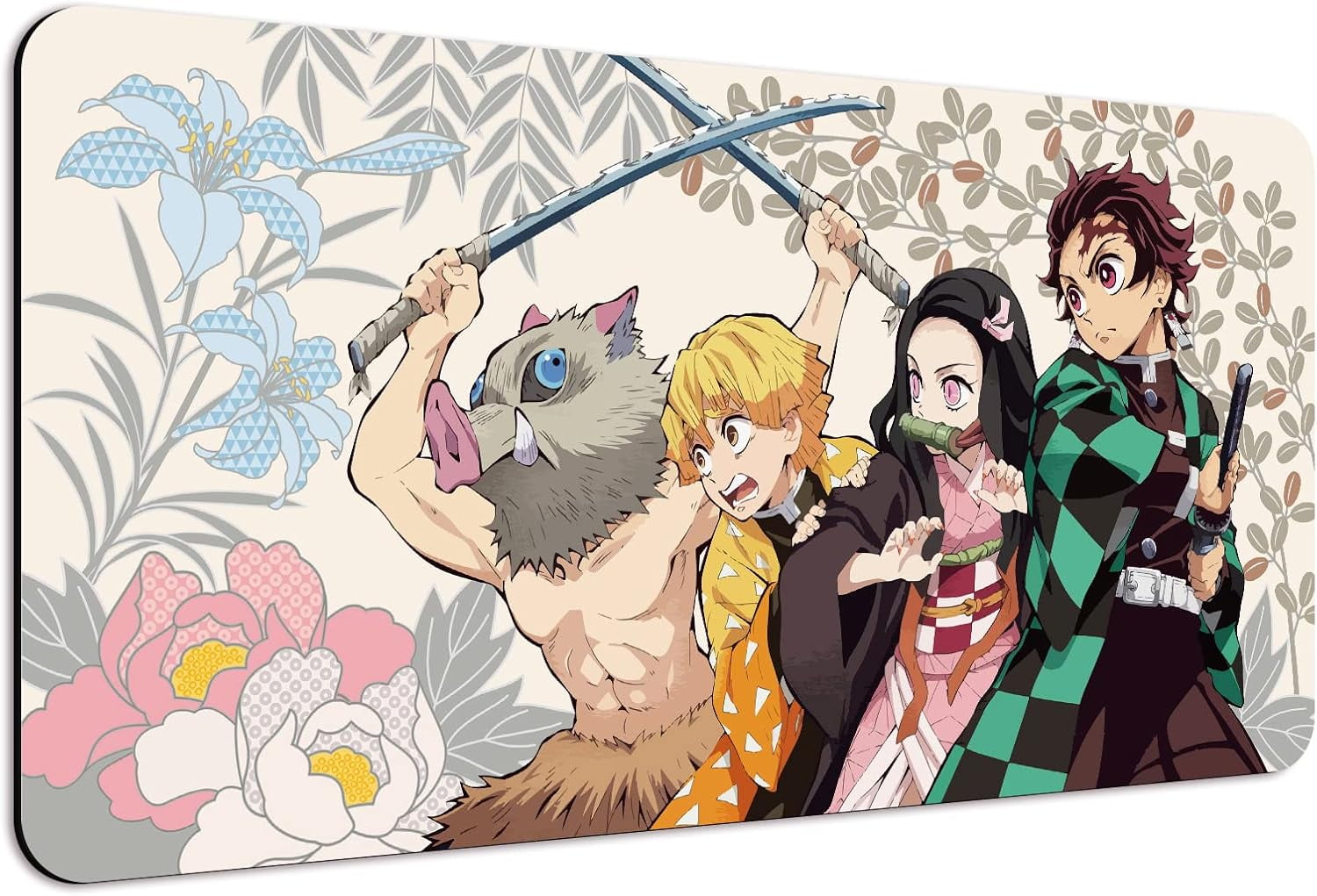 Anime Characters Desk Mat, Extended Large Anime Mouse Pad for Home Office, Non-Slip Rubber Base with Stitched Edges Gaming Desk Pad for Computer Keyboard and Laptop, 31.5x12x0.12inch(YF17)