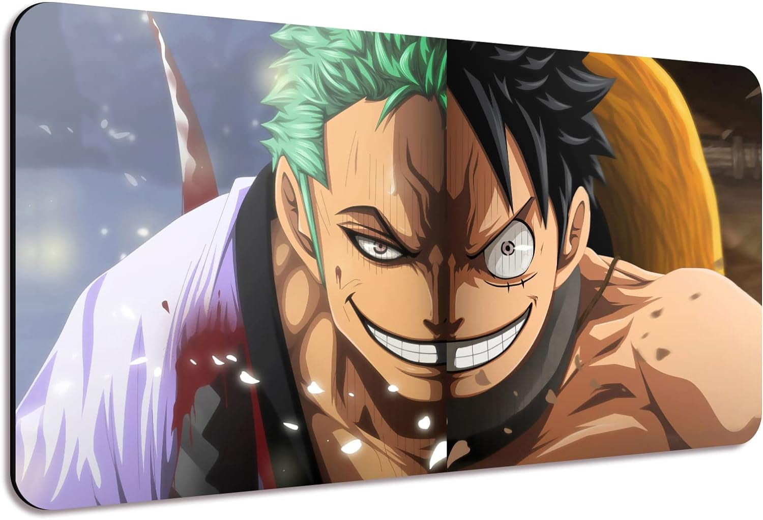 Anime Characters Desk Mat, Extended Large Anime Mouse Pad for Home Office, Non-Slip Rubber Base with Stitched Edges Gaming Desk Pad for Computer Keyboard and Laptop, 31.5x12x0.12inch(YF17)