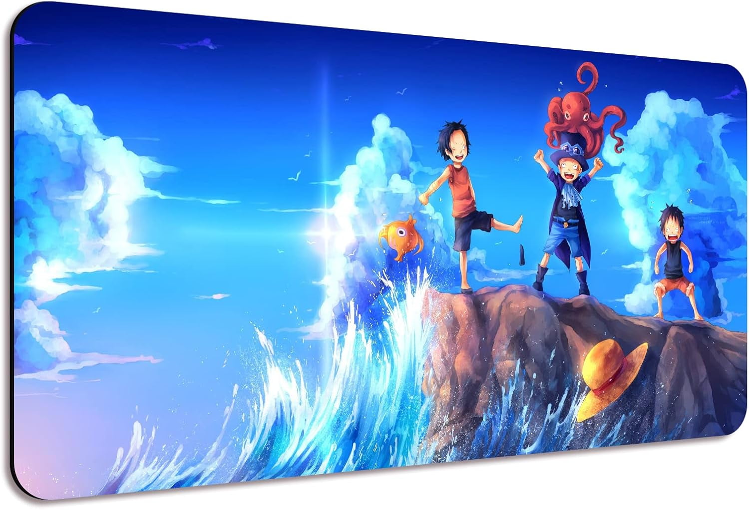 Anime Characters Desk Mat, Extended Large Anime Mouse Pad for Home Office, Non-Slip Rubber Base with Stitched Edges Gaming Desk Pad for Computer Keyboard and Laptop, 31.5x12x0.12inch(YF17)