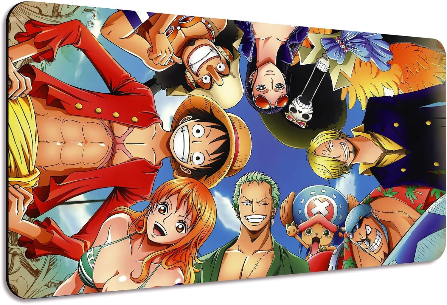 Anime Characters Desk Mat, Extended Large Anime Mouse Pad for Home Office, Non-Slip Rubber Base with Stitched Edges Gaming Desk Pad for Computer Keyboard and Laptop, 31.5x12x0.12inch(YF17)