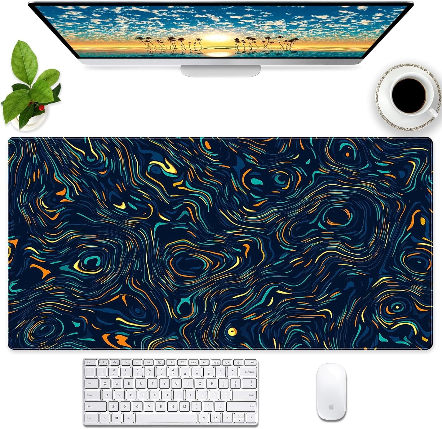 Extended XXL Large Gaming Mouse Pad with Stitched Edges Non-Slip Rubber Base Mousepad Cool Black and White Dragon Design Computer Pad Keyboard Mouse Pad 31.5 x 15.7 in