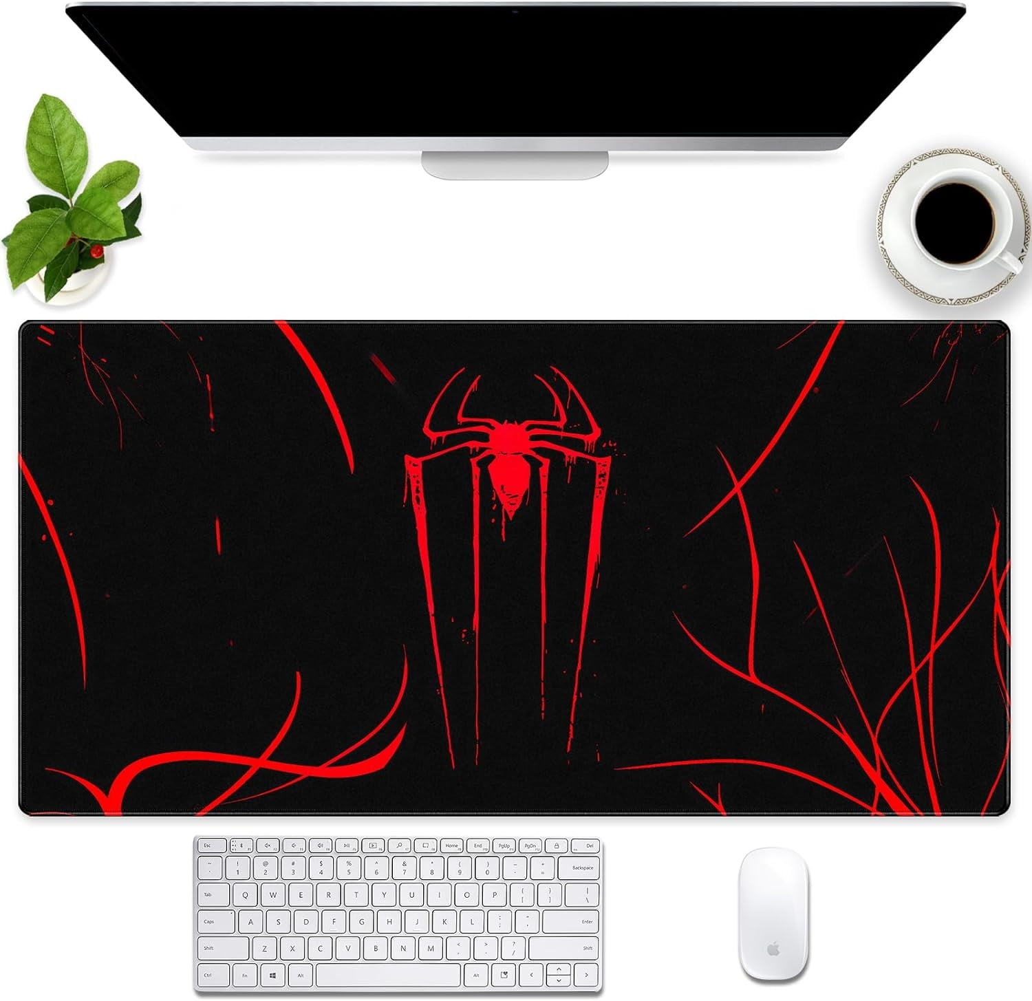 Extended XXL Large Gaming Mouse Pad with Stitched Edges Non-Slip Rubber Base Mousepad Cool Black and White Dragon Design Computer Pad Keyboard Mouse Pad 31.5 x 15.7 in