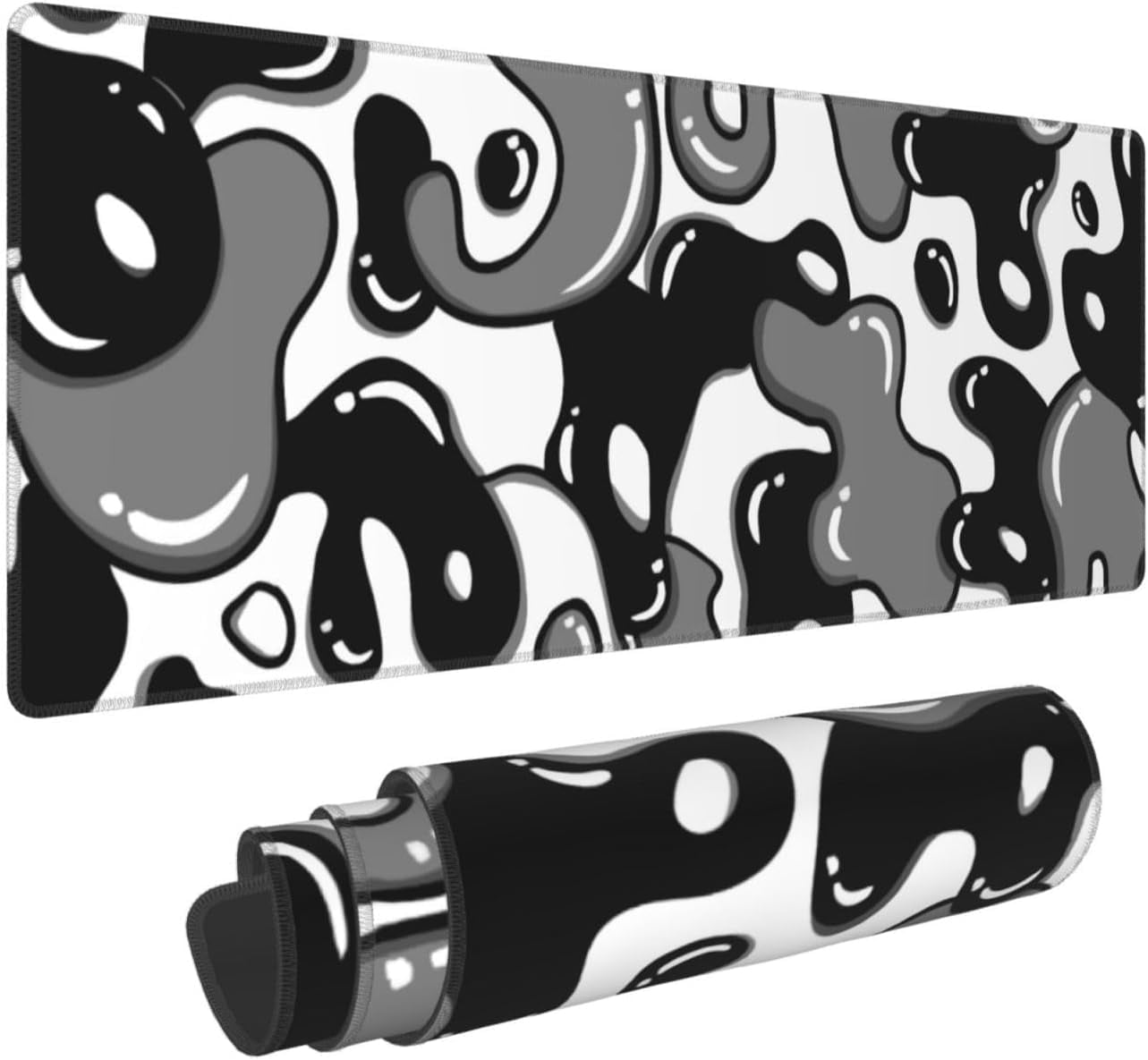 Black White Topographic Mouse Pad XL Large Gaming Mousepad Extended Desk Mats Non Slip Rubber Base Desktop Mat for Work Game Office Home 31.5 x 11.8 inches