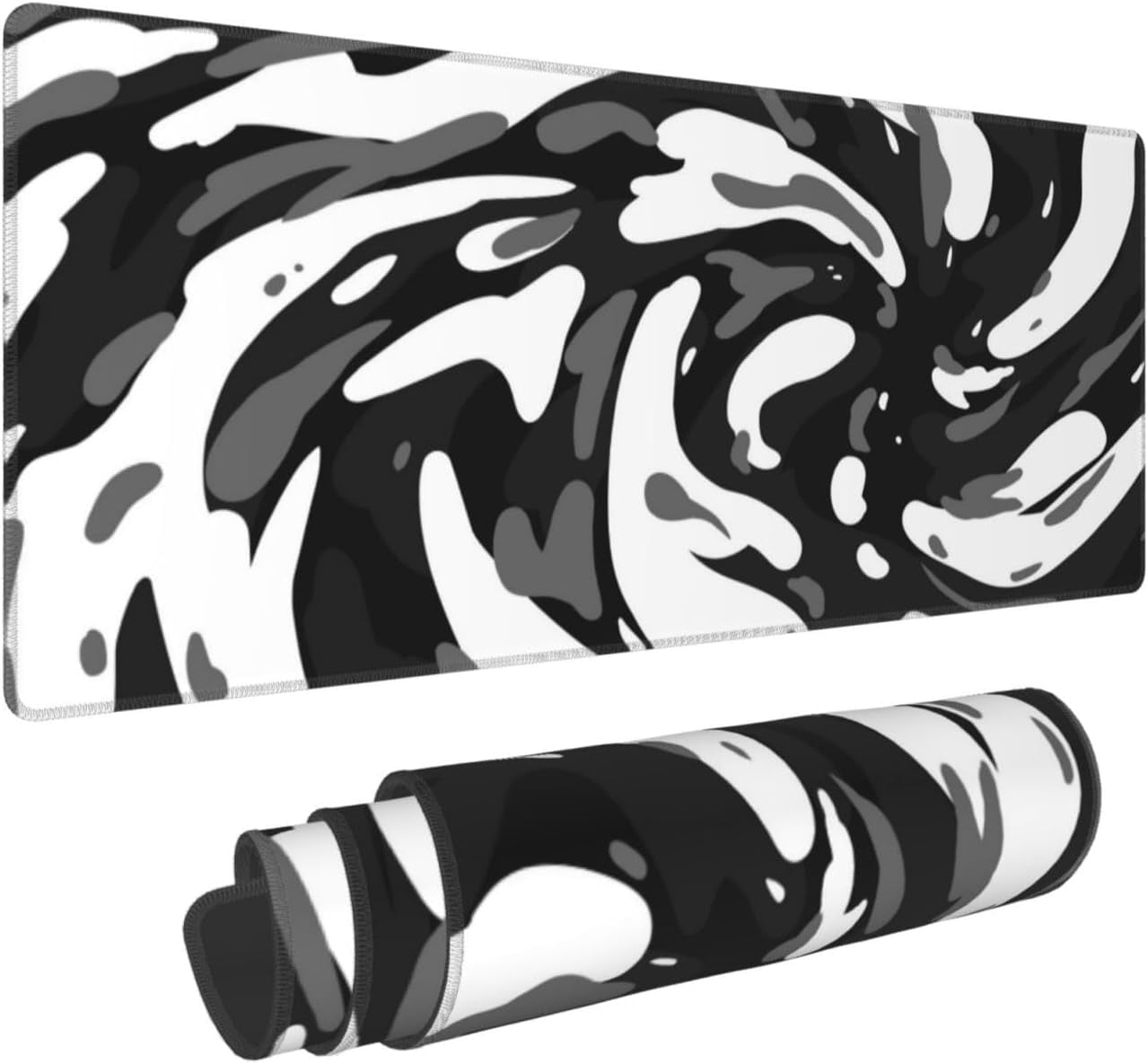 Black White Topographic Mouse Pad XL Large Gaming Mousepad Extended Desk Mats Non Slip Rubber Base Desktop Mat for Work Game Office Home 31.5 x 11.8 inches