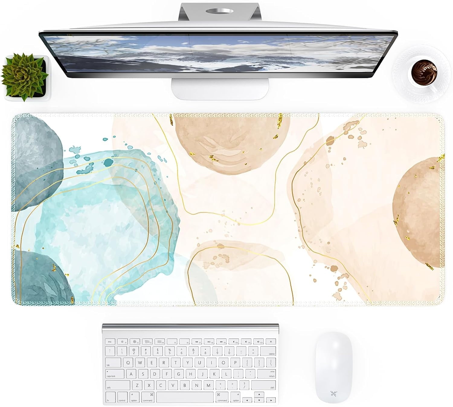 XXL Desk Mat, Gaming Mouse Pad Large, Office Desk Pads on Top of Desks with -Slip Base Long Mousepad Matt, Computer Keyboard Mat for Women, Girl, Decor Table Desktop, Pink Floral Flowers