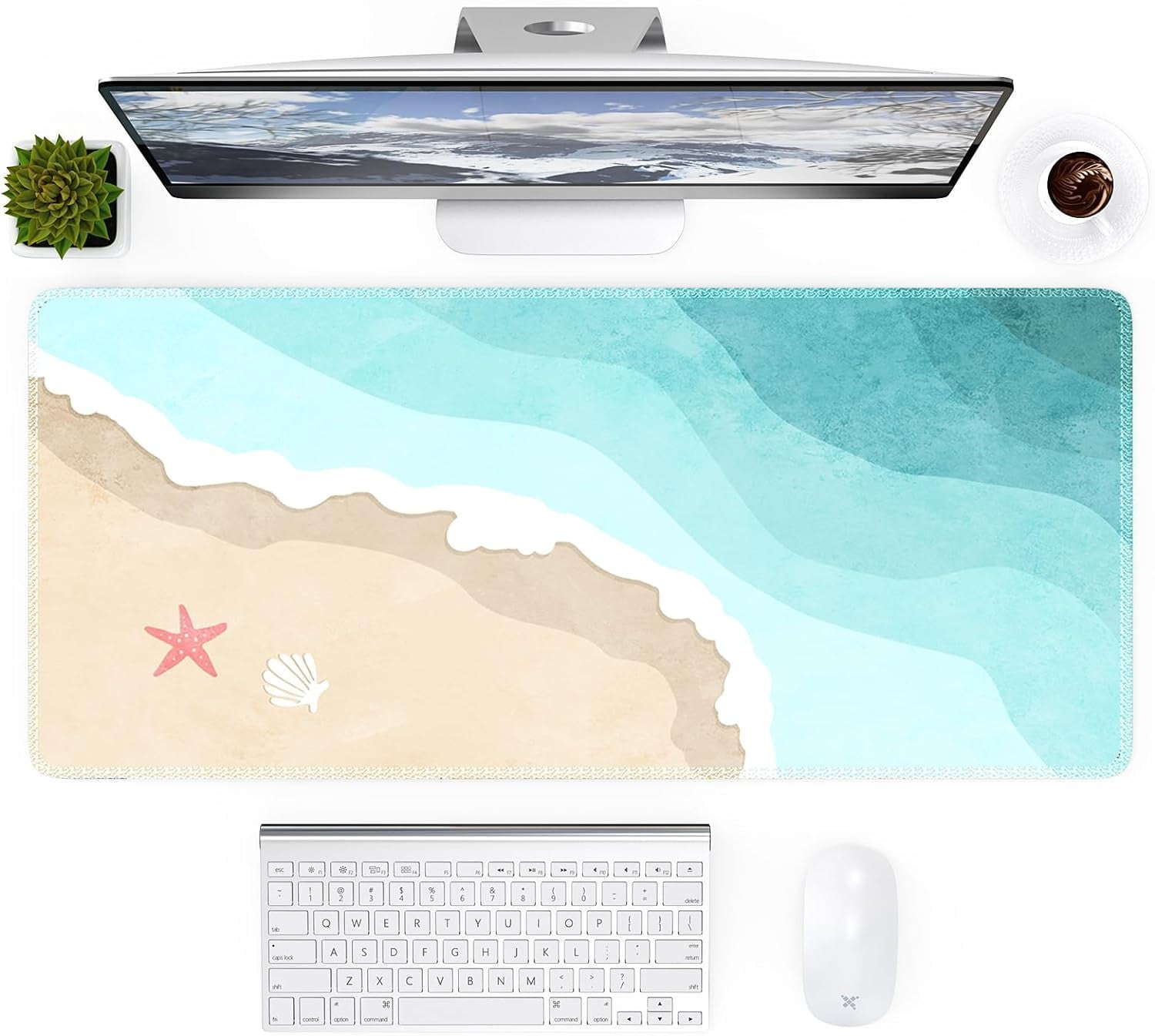 XXL Desk Mat, Gaming Mouse Pad Large, Office Desk Pads on Top of Desks with -Slip Base Long Mousepad Matt, Computer Keyboard Mat for Women, Girl, Decor Table Desktop, Pink Floral Flowers