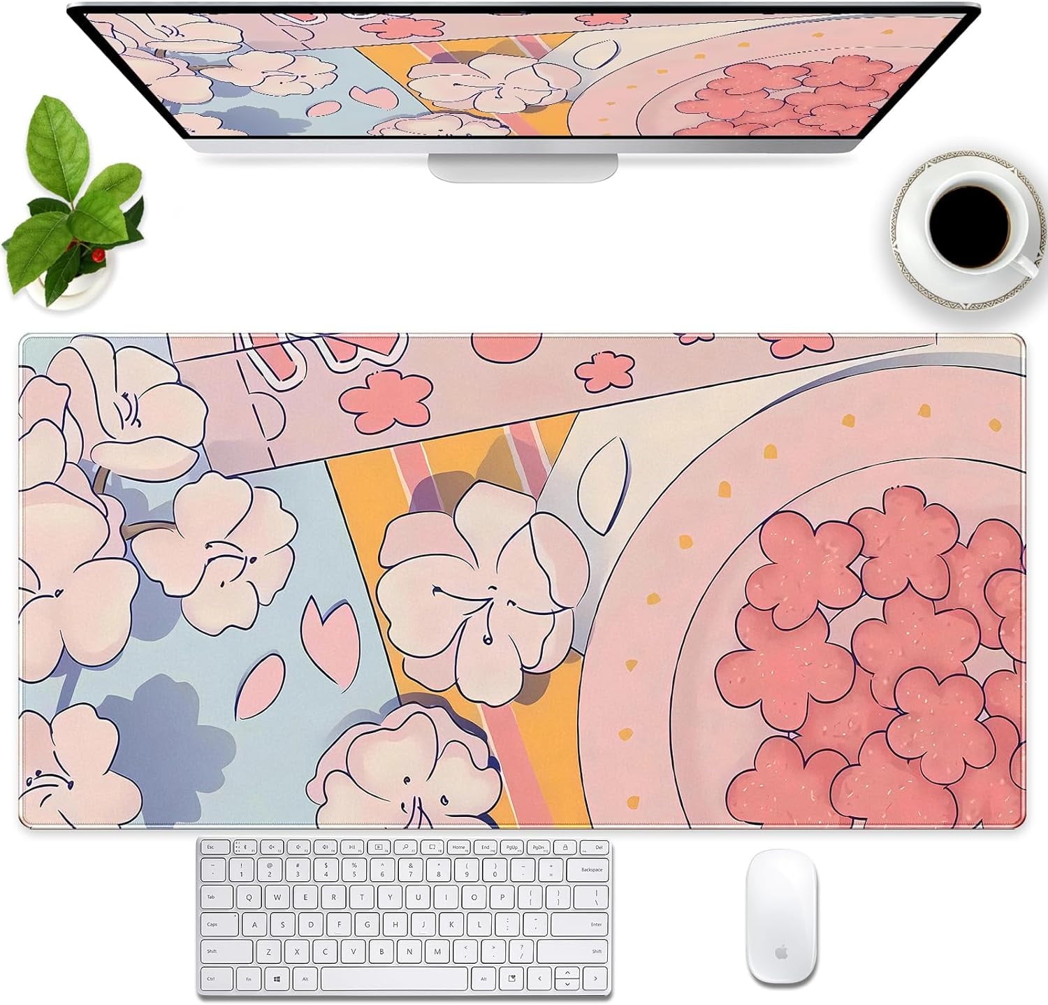 Extended XXL Large Gaming Mouse Pad with Stitched Edges Non-Slip Rubber Base Mousepad Cool Black and White Dragon Design Computer Pad Keyboard Mouse Pad 31.5 x 15.7 in