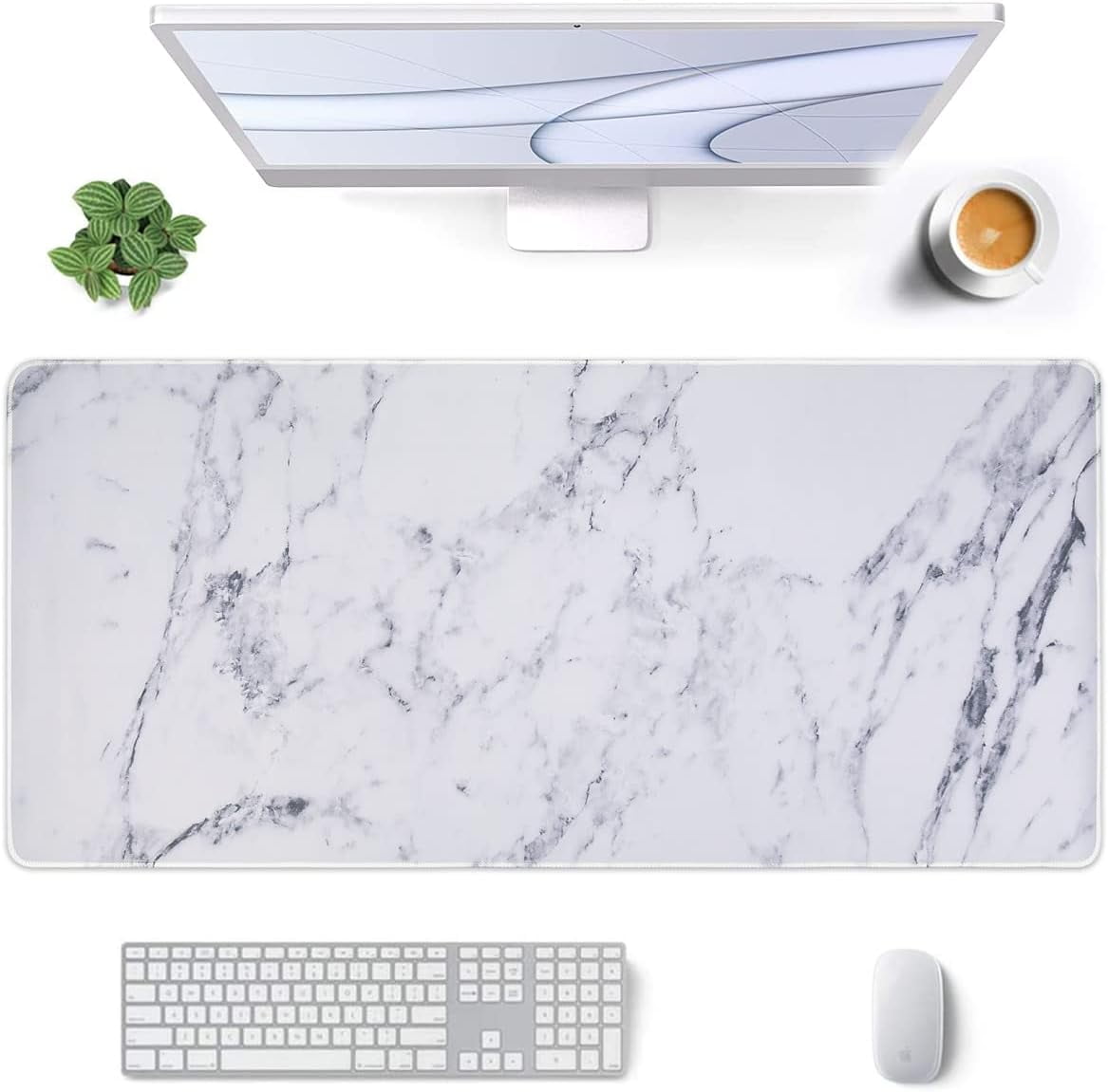 XXL Desk Mat, Gaming Mouse Pad Large, Office Desk Pads on Top of Desks with -Slip Base Long Mousepad Matt, Computer Keyboard Mat for Women, Girl, Decor Table Desktop, Pink Floral Flowers