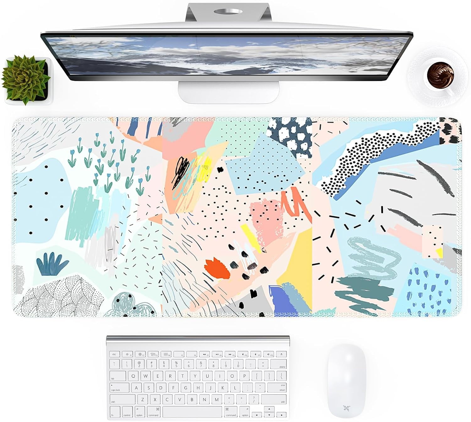 XXL Desk Mat, Gaming Mouse Pad Large, Office Desk Pads on Top of Desks with -Slip Base Long Mousepad Matt, Computer Keyboard Mat for Women, Girl, Decor Table Desktop, Pink Floral Flowers