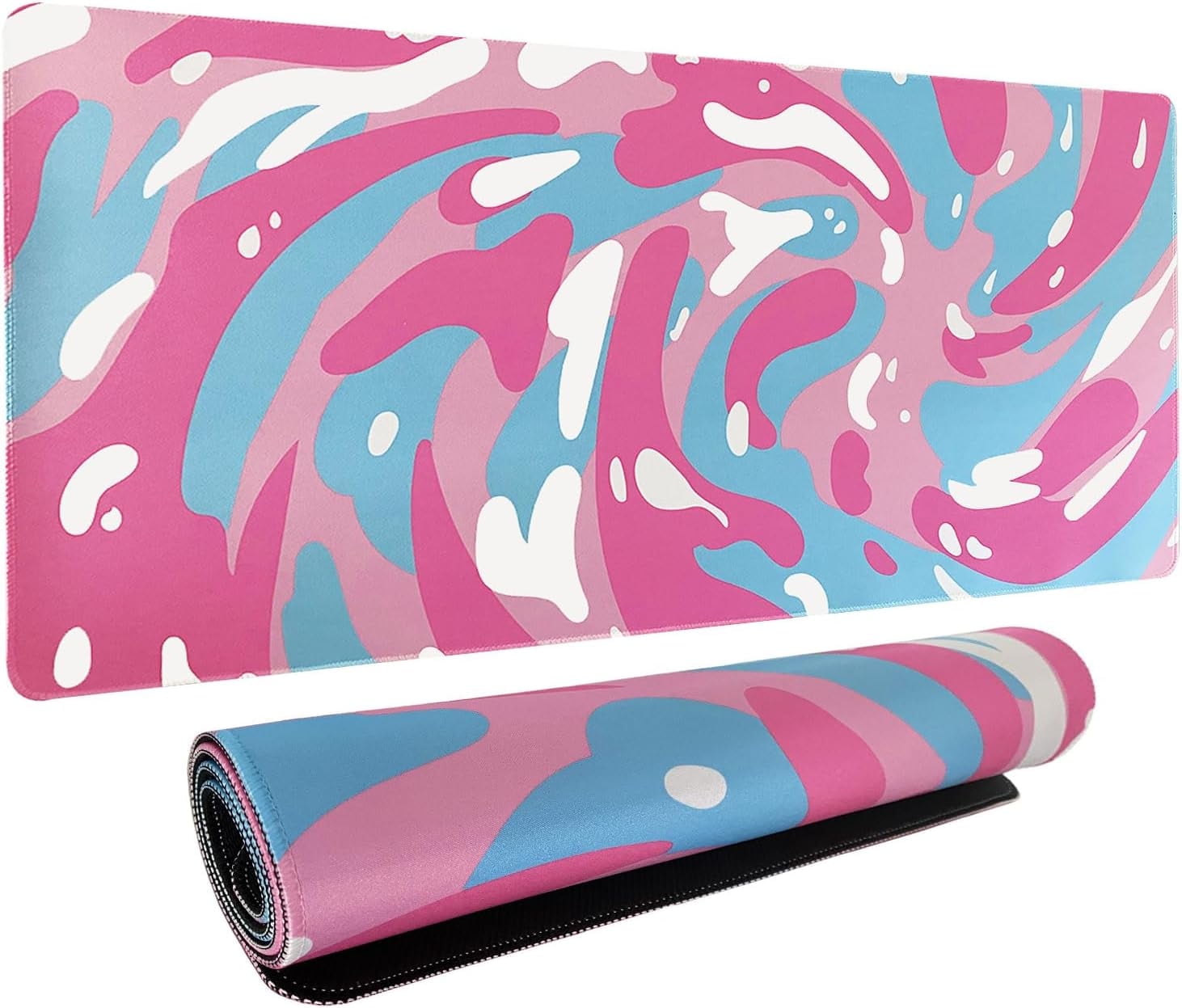 Black White Topographic Mouse Pad XL Large Gaming Mousepad Extended Desk Mats Non Slip Rubber Base Desktop Mat for Work Game Office Home 31.5 x 11.8 inches