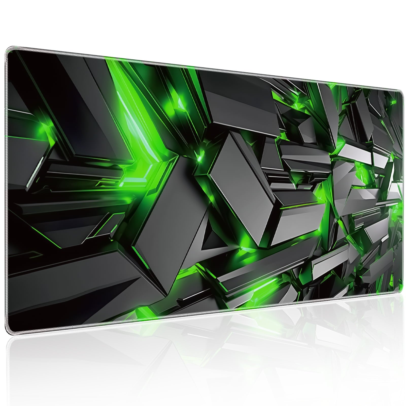 Gaming Mouse Pad 31.5x11.8IN Premium-Textured Non-Slip Rubber & Waterproof Mousepad with Stitched Edges for Gaming, Office & Home,Japanese Sea Wave-Black White