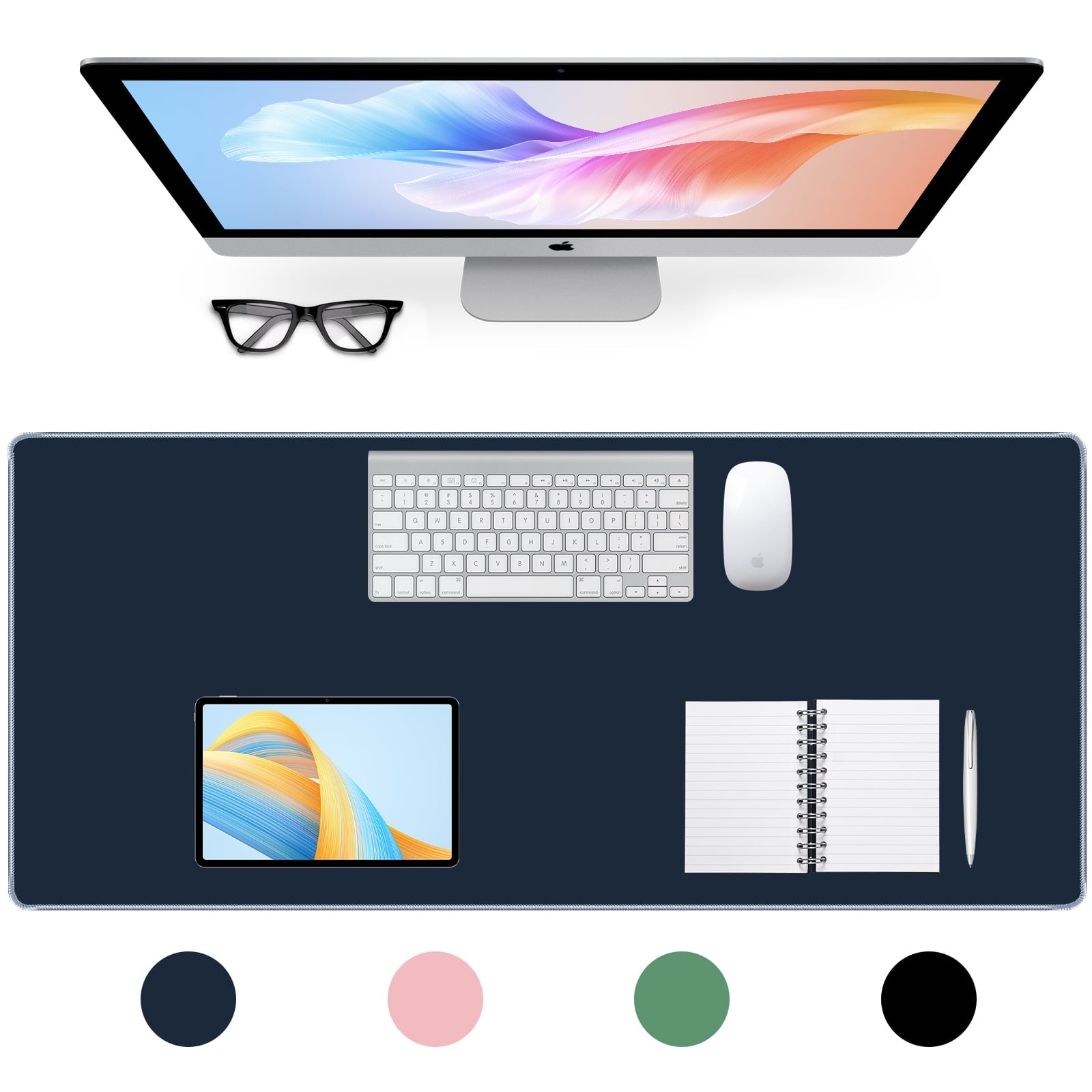 Gaming Mouse Pad 31.5x11.8IN Premium-Textured Non-Slip Rubber & Waterproof Mousepad with Stitched Edges for Gaming, Office & Home,Japanese Sea Wave-Black White