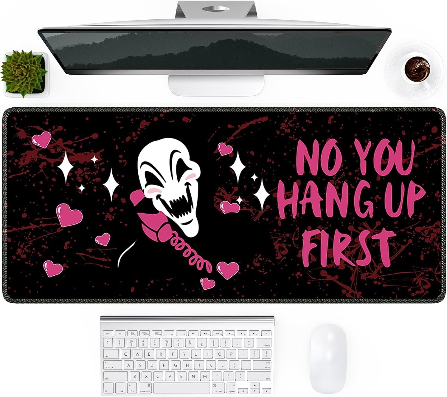 XXL Desk Mat, Gaming Mouse Pad Large, Office Desk Pads on Top of Desks with -Slip Base Long Mousepad Matt, Computer Keyboard Mat for Women, Girl, Decor Table Desktop, Pink Floral Flowers