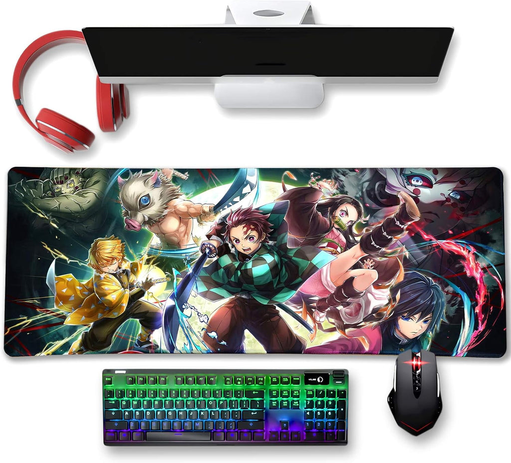 Large Mouse Pad for Demon Slayer - Non Slip Rubber Base Gaming Anime Mouse Pad for Computer | Kimetsu No Yaiba 11.8 X 31.5in Home Office Long Mouse Mat