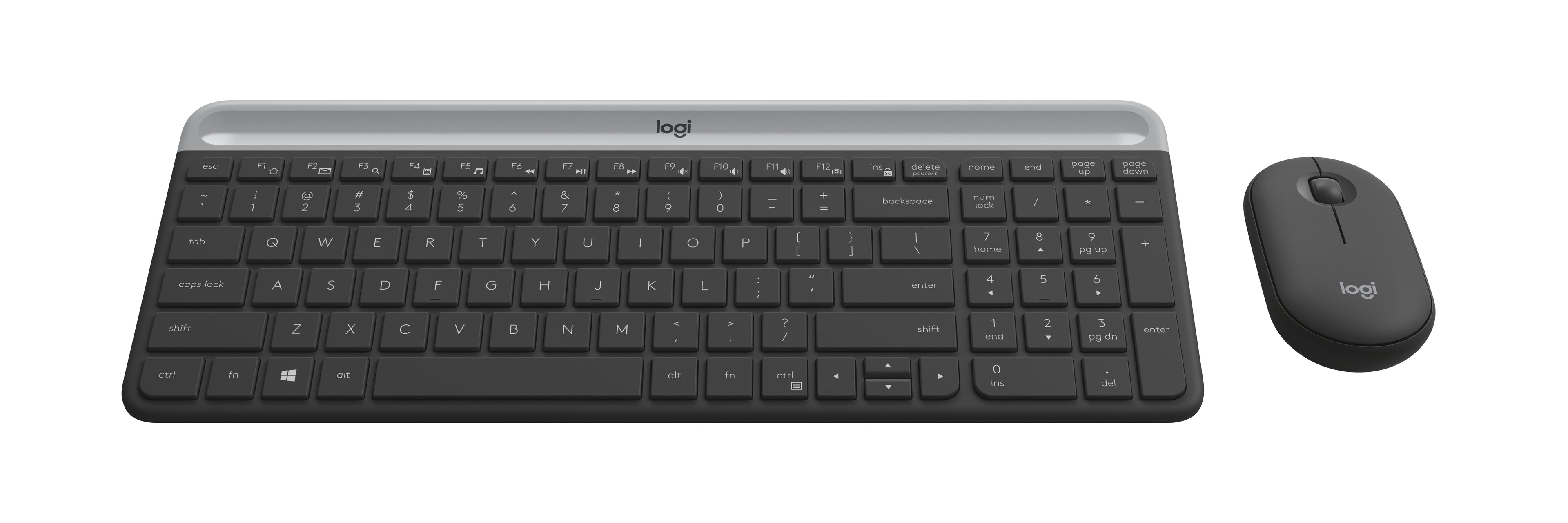 Logitech Slim Wireless Keyboard and Mouse Combo - Low Profile Compact Layout, Graphite, Walmart Exclusive