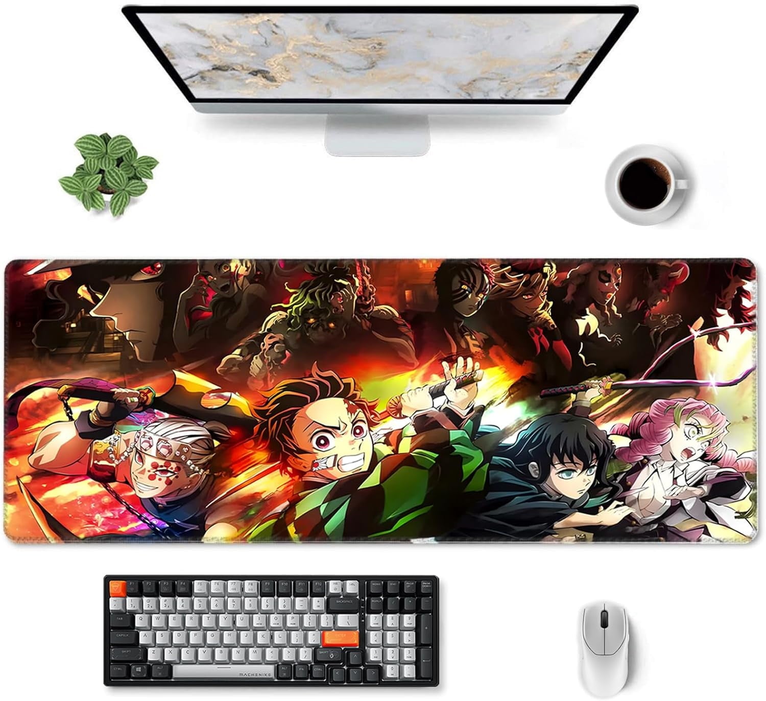 Large Mouse Pad for Demon Slayer - Non Slip Rubber Base Gaming Anime Mouse Pad for Computer | Kimetsu No Yaiba 11.8 X 31.5in Home Office Long Mouse Mat