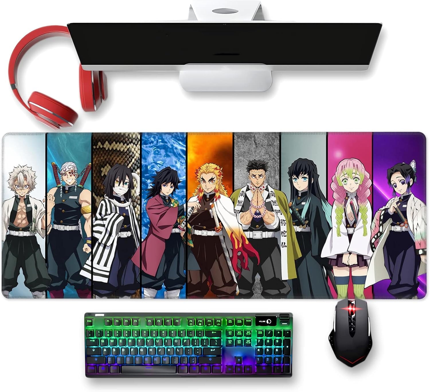 Large Mouse Pad for Demon Slayer - Non Slip Rubber Base Gaming Anime Mouse Pad for Computer | Kimetsu No Yaiba 11.8 X 31.5in Home Office Long Mouse Mat