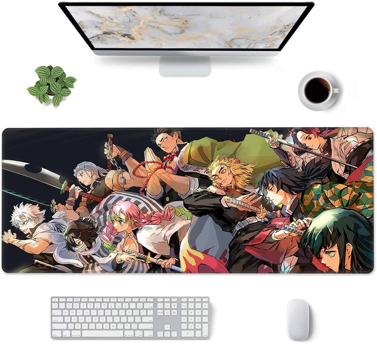 Large Mouse Pad for Demon Slayer - Non Slip Rubber Base Gaming Anime Mouse Pad for Computer | Kimetsu No Yaiba 11.8 X 31.5in Home Office Long Mouse Mat