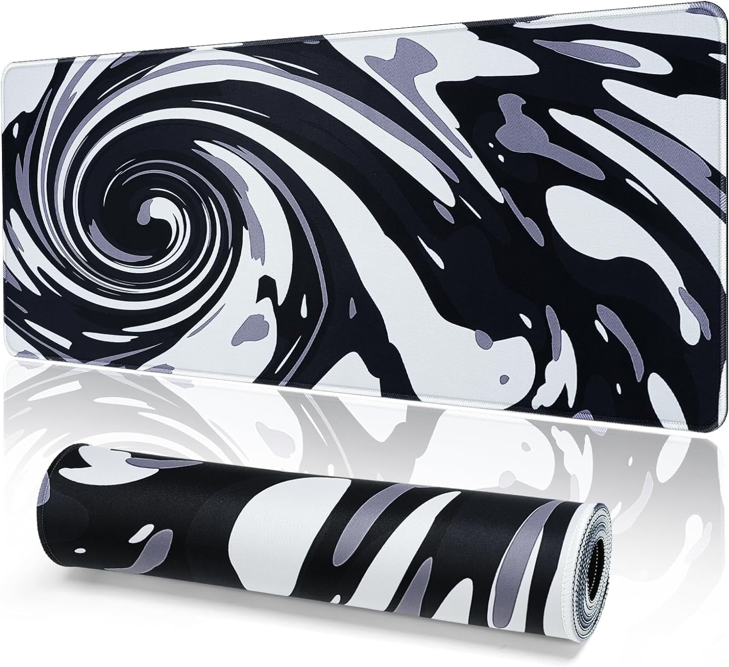 Black White Topographic Mouse Pad XL Large Gaming Mousepad Extended Desk Mats Non Slip Rubber Base Desktop Mat for Work Game Office Home 31.5 x 11.8 inches