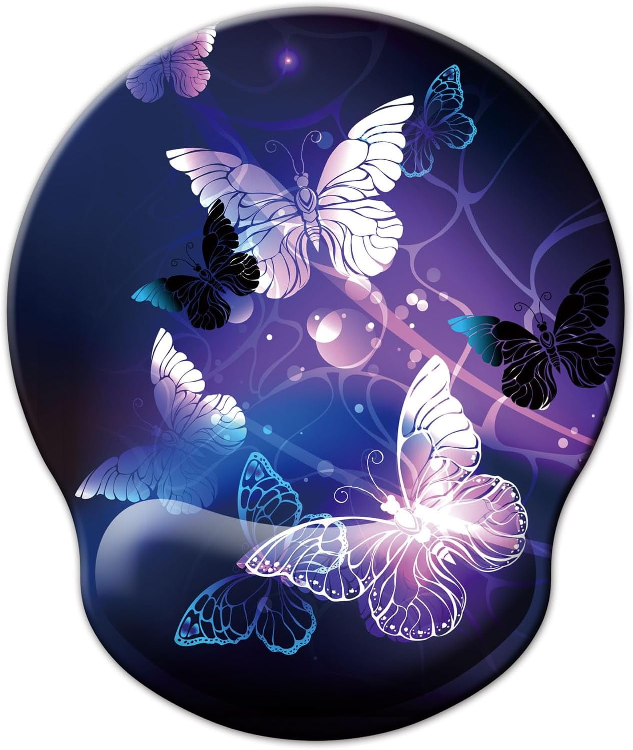 Mouse Pad with Wrist Support, Ergonomic Mouse Pad with Memory Foam Wrist Rest Cushion, Non- Rubber Base Gaming Mice Pad for Home Office Computer Laptop, Butterfly