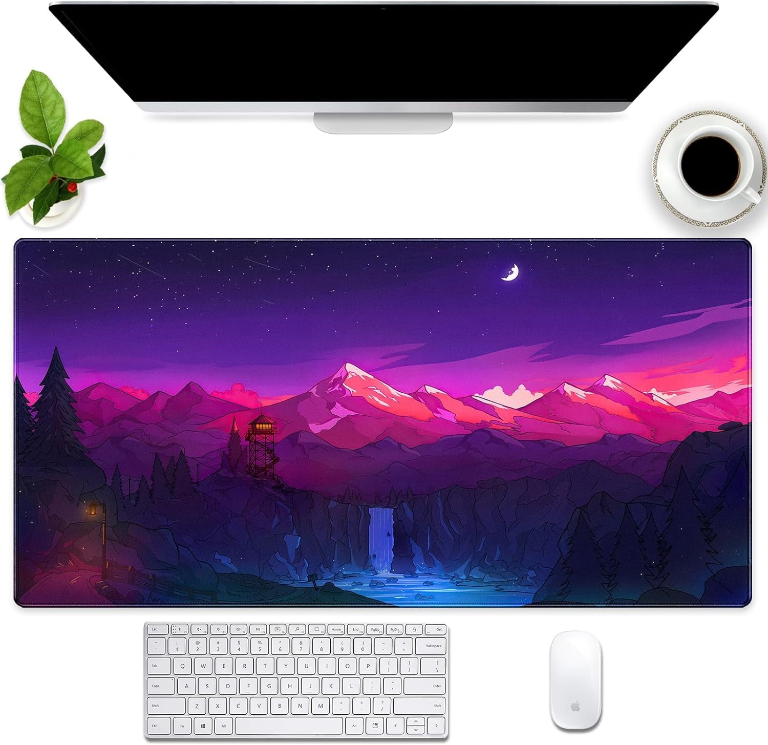 Extended XXL Large Gaming Mouse Pad with Stitched Edges Non-Slip Rubber Base Mousepad Cool Black and White Dragon Design Computer Pad Keyboard Mouse Pad 31.5 x 15.7 in