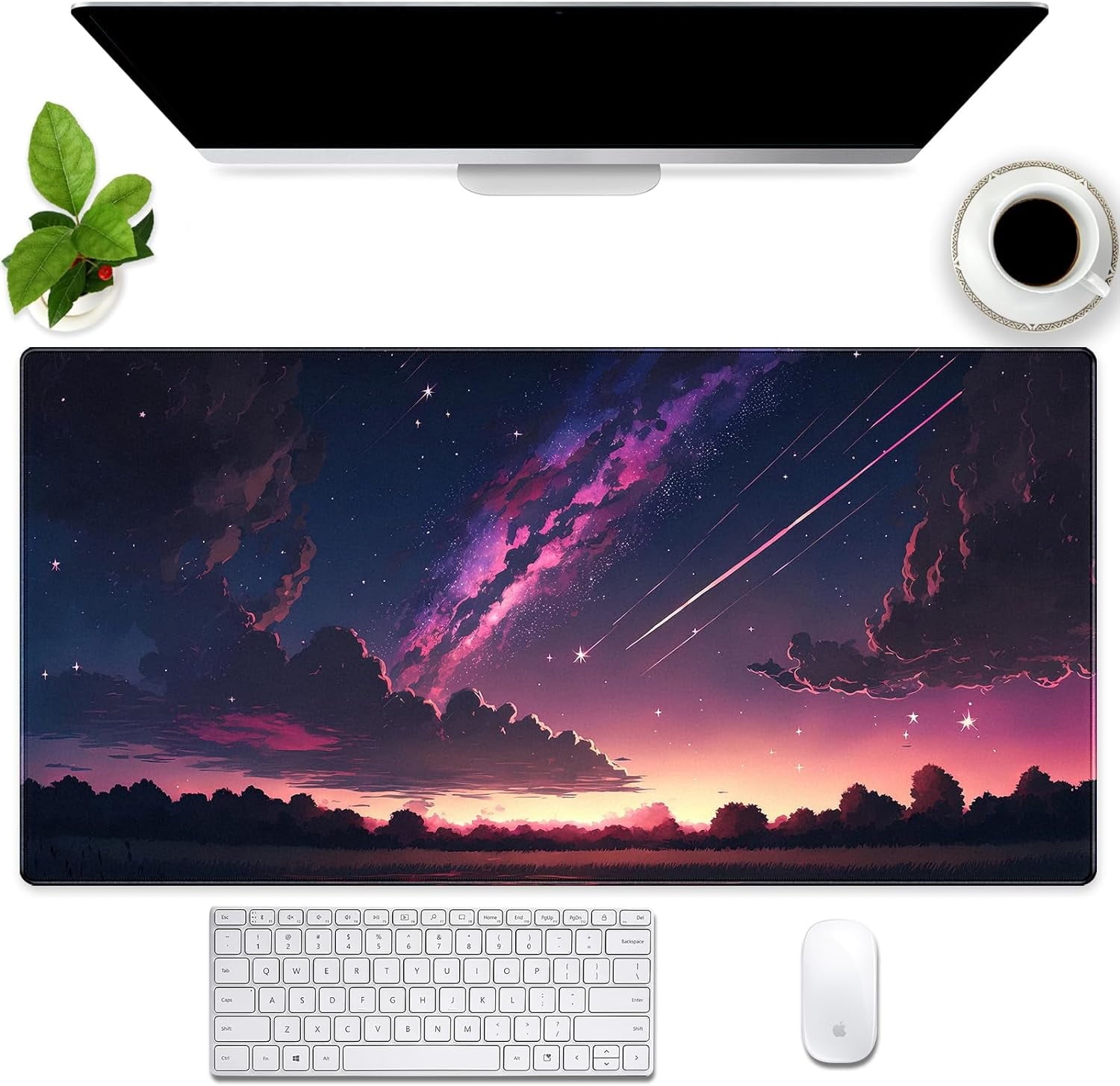 Extended XXL Large Gaming Mouse Pad with Stitched Edges Non-Slip Rubber Base Mousepad Cool Black and White Dragon Design Computer Pad Keyboard Mouse Pad 31.5 x 15.7 in