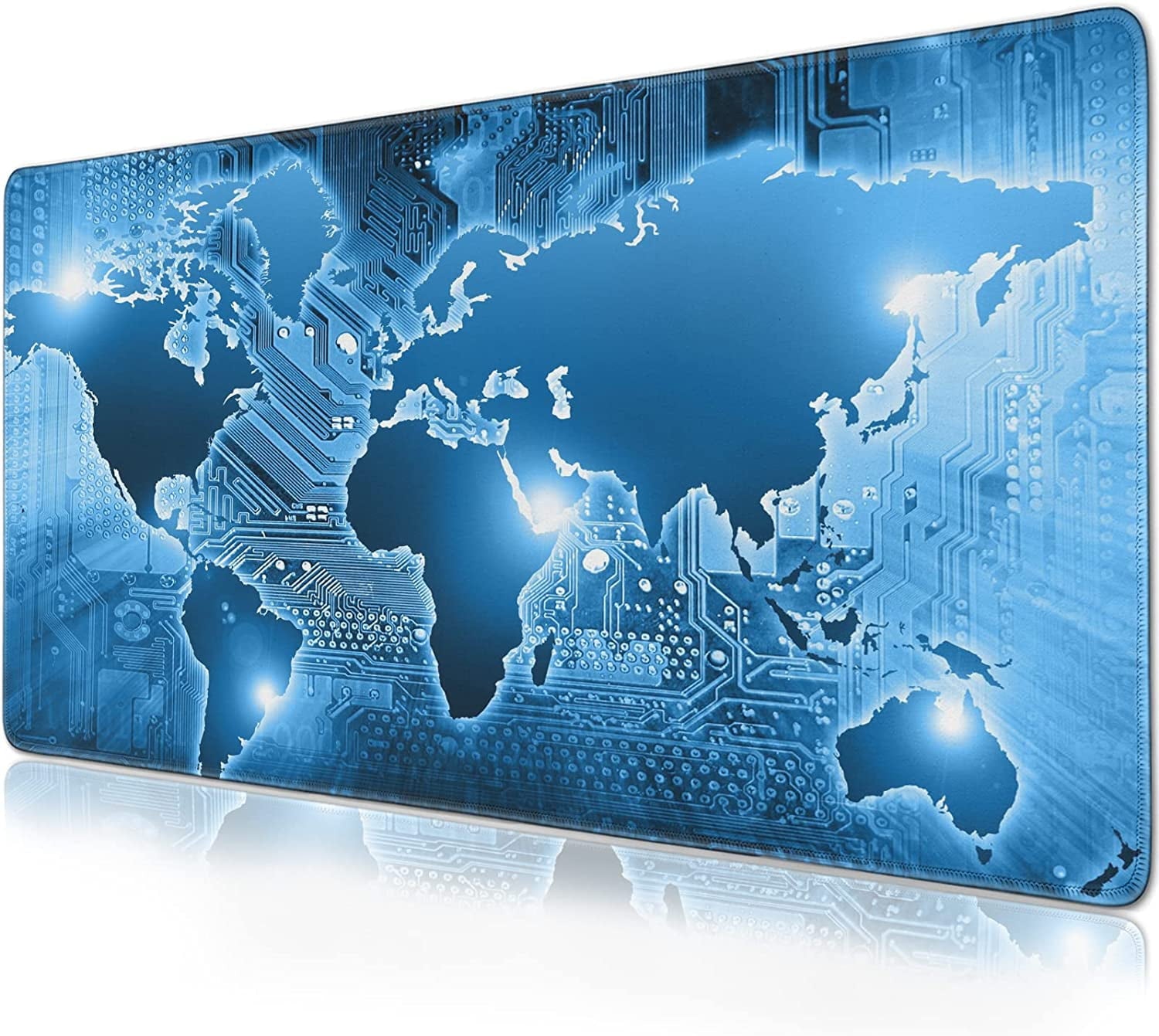 World Flag Map Mouse Pad (31.5x11.8 in) Extended Gaming Mousepad Non-Slip Rubber Base Desk mat for Desktop with Stitched Edges Computer mat for Desk XL