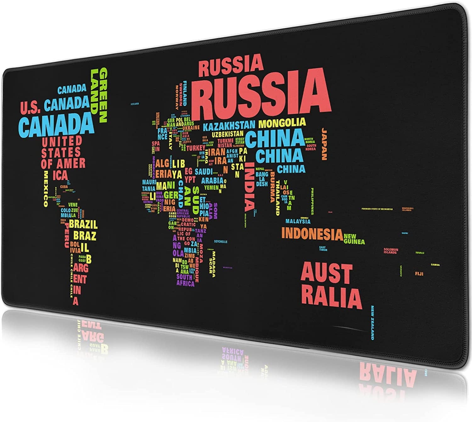 World Flag Map Mouse Pad (31.5x11.8 in) Extended Gaming Mousepad Non-Slip Rubber Base Desk mat for Desktop with Stitched Edges Computer mat for Desk XL