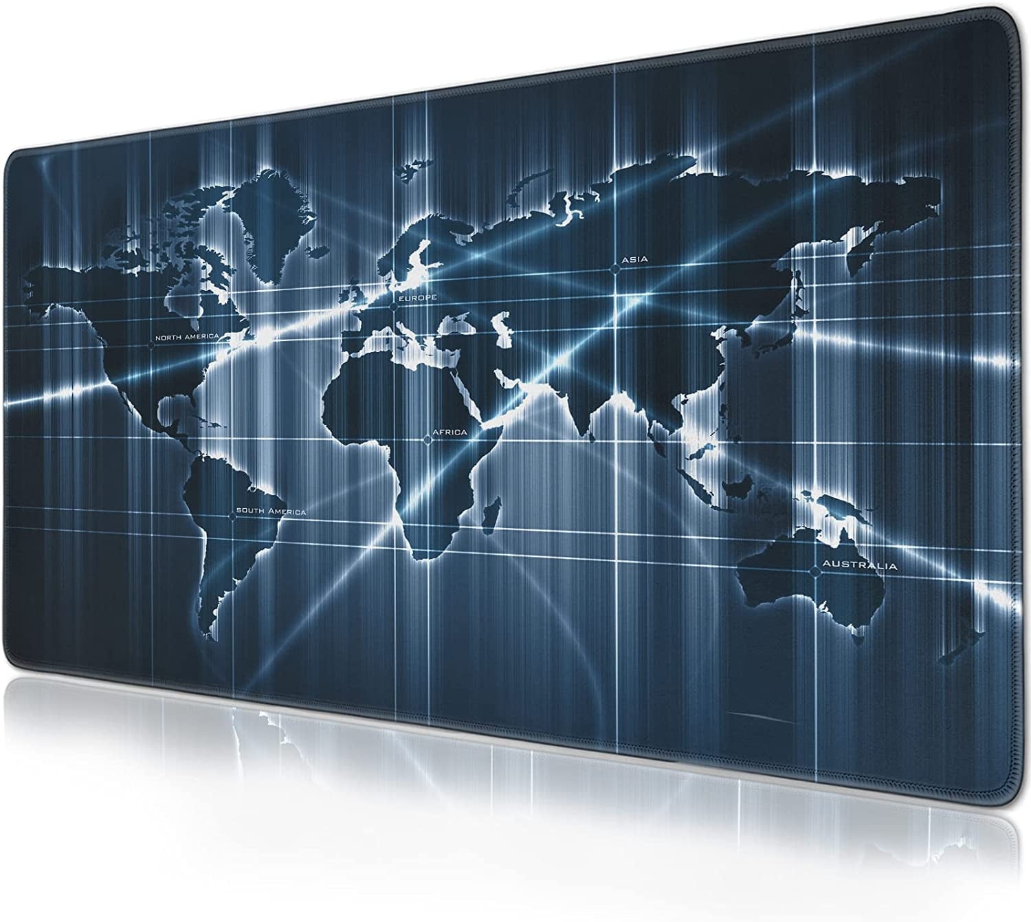 World Flag Map Mouse Pad (31.5x11.8 in) Extended Gaming Mousepad Non-Slip Rubber Base Desk mat for Desktop with Stitched Edges Computer mat for Desk XL