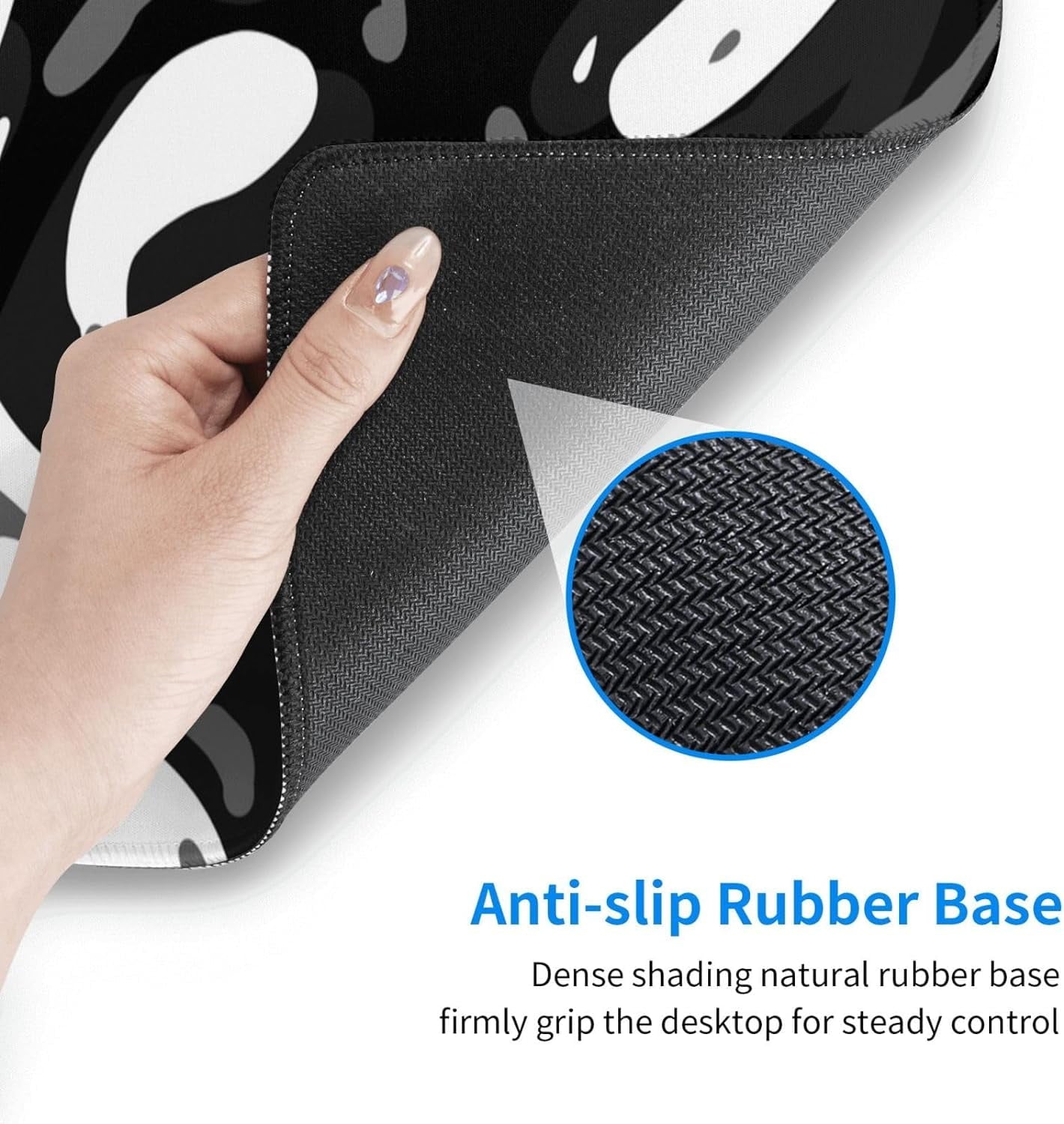 Black White Topographic Mouse Pad XL Large Gaming Mousepad Extended Desk Mats Non Slip Rubber Base Desktop Mat for Work Game Office Home 31.5 x 11.8 inches