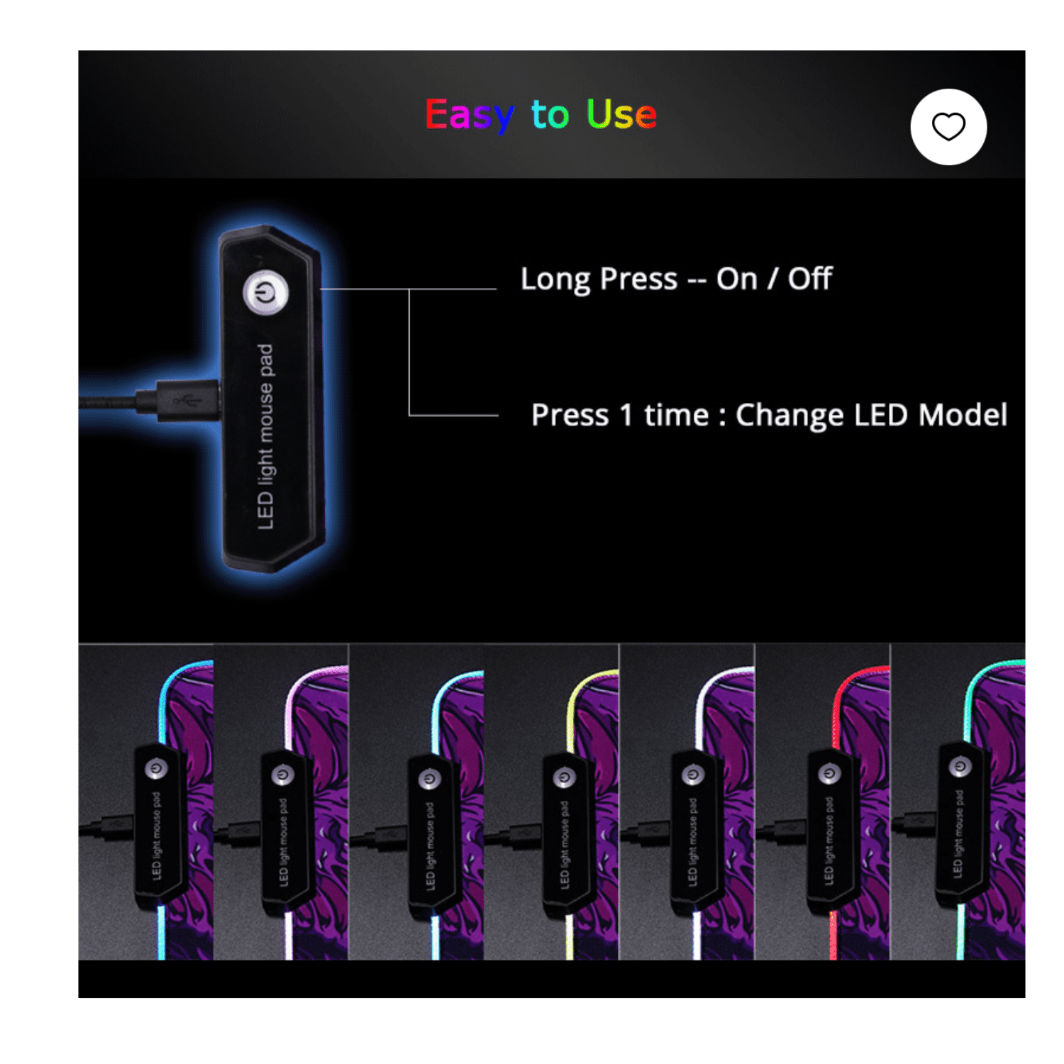 American Notions RGB Gaming Mouse Pad, Large Monster Desk Computer Rubber Mat  Multicolor