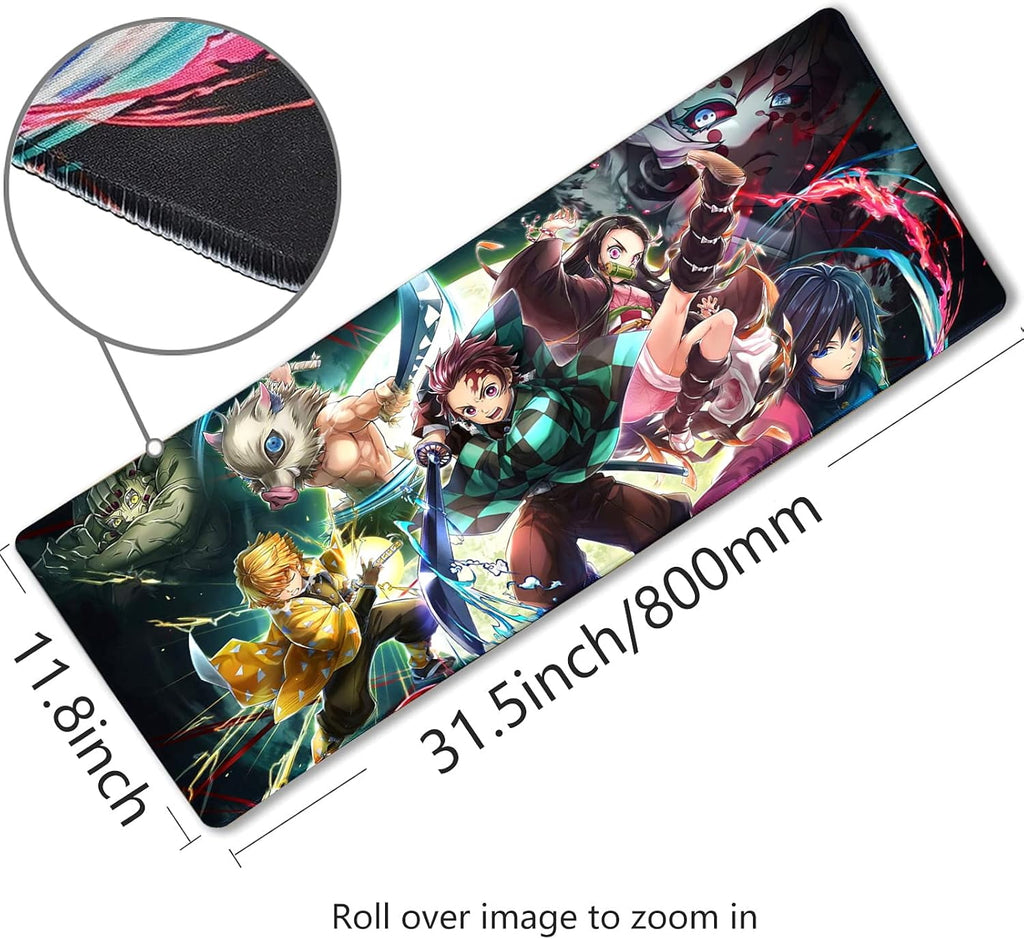 Large Mouse Pad for Demon Slayer - Non Slip Rubber Base Gaming Anime Mouse Pad for Computer | Kimetsu No Yaiba 11.8 X 31.5in Home Office Long Mouse Mat