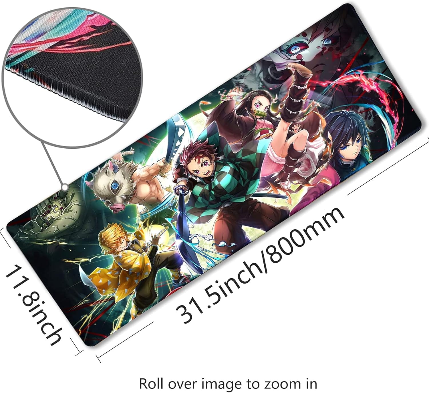 Large Mouse Pad for Demon Slayer - Non Slip Rubber Base Gaming Anime Mouse Pad for Computer | Kimetsu No Yaiba 11.8 X 31.5in Home Office Long Mouse Mat
