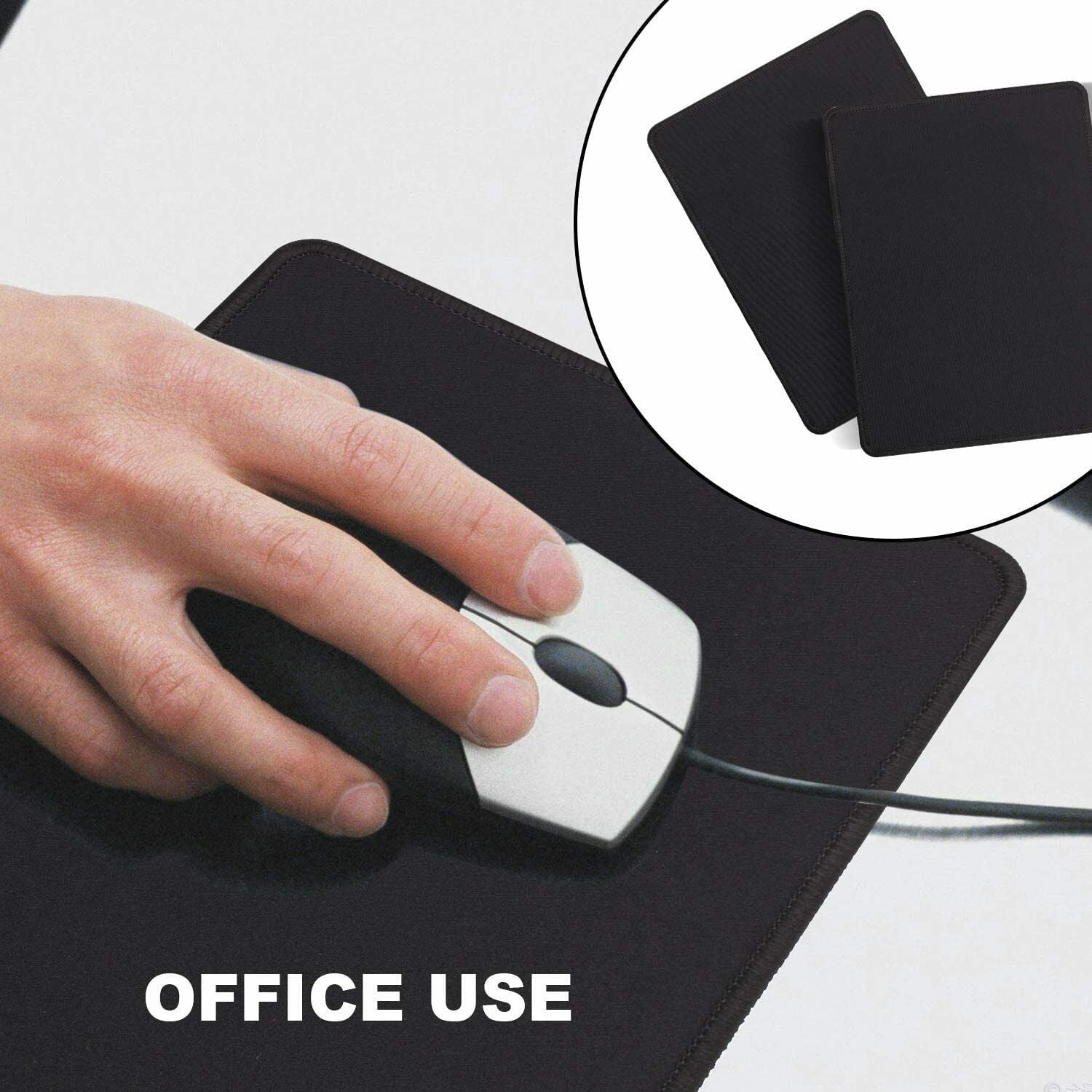 2Pack Mouse Pad Waterproof Mousepad Rubber Base PC Computer Laptop Office Desk Mouse Pad Black