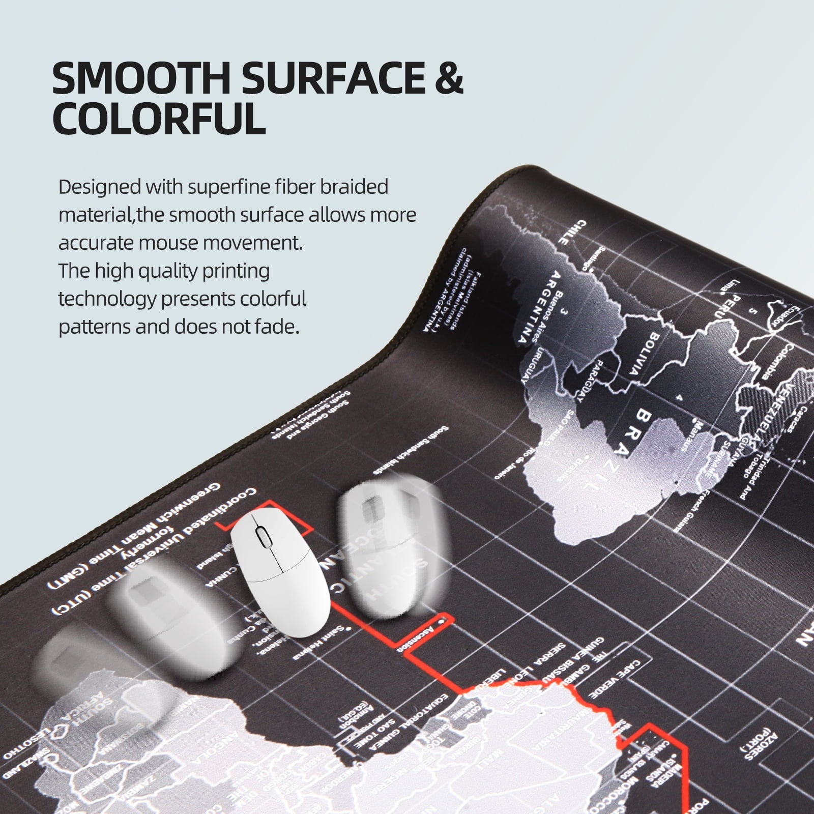 Jahosin Large Gaming Mouse Pad with Stitched Edges,[35.4x15.7In] Extended Mouse Pad with Non-Slip Natural Rubber Base for Gamer/Desktop/Office/Home 90x40 MapJ